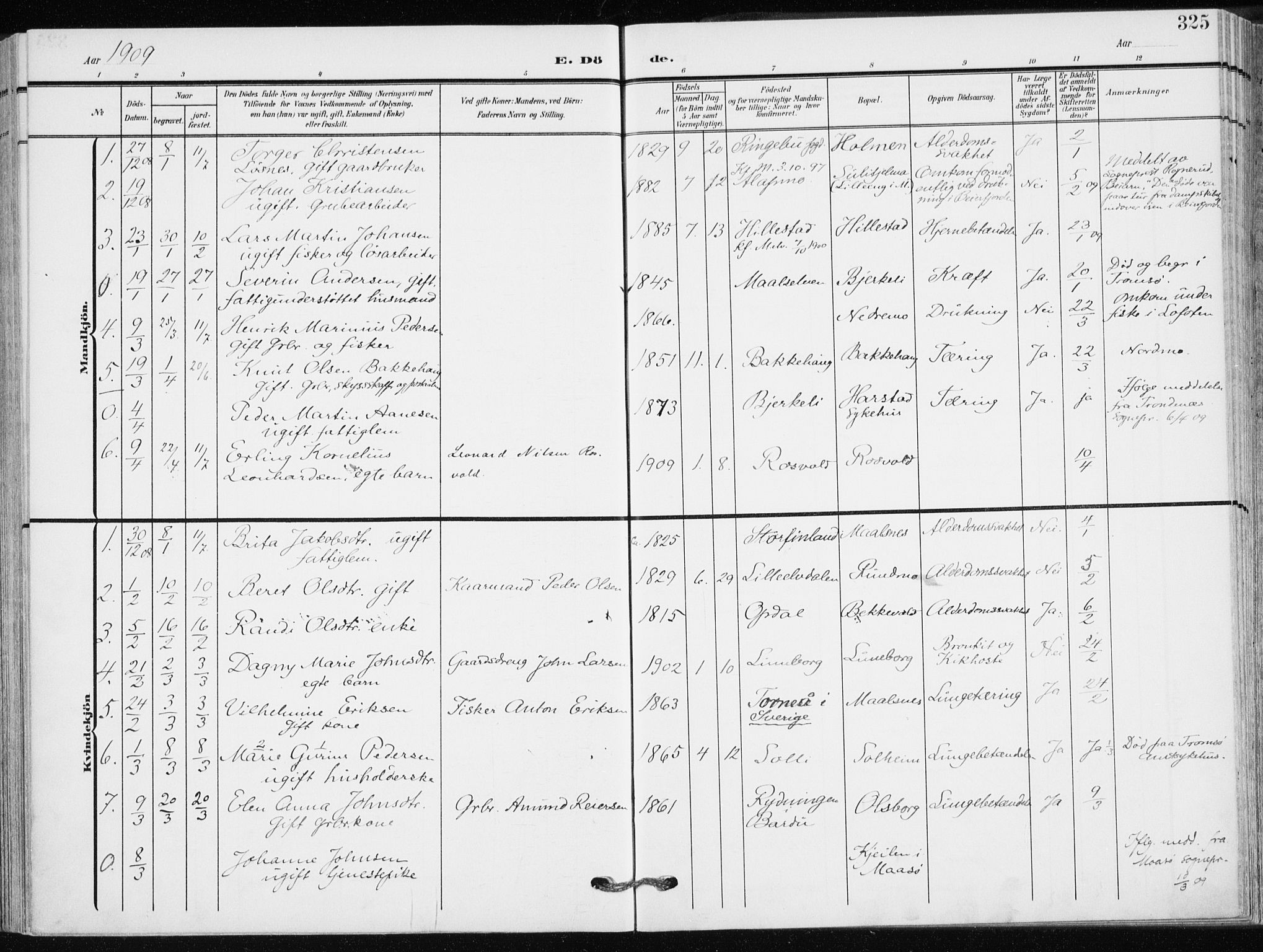 Målselv sokneprestembete, AV/SATØ-S-1311/G/Ga/Gaa/L0011kirke: Ministerialbok nr. 11, 1904-1918, s. 325