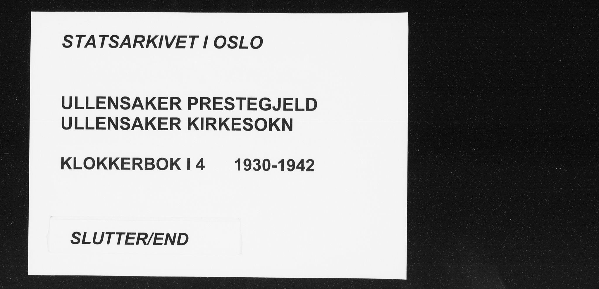 Ullensaker prestekontor Kirkebøker, AV/SAO-A-10236a/G/Ga/L0004: Klokkerbok nr. I 4, 1930-1942