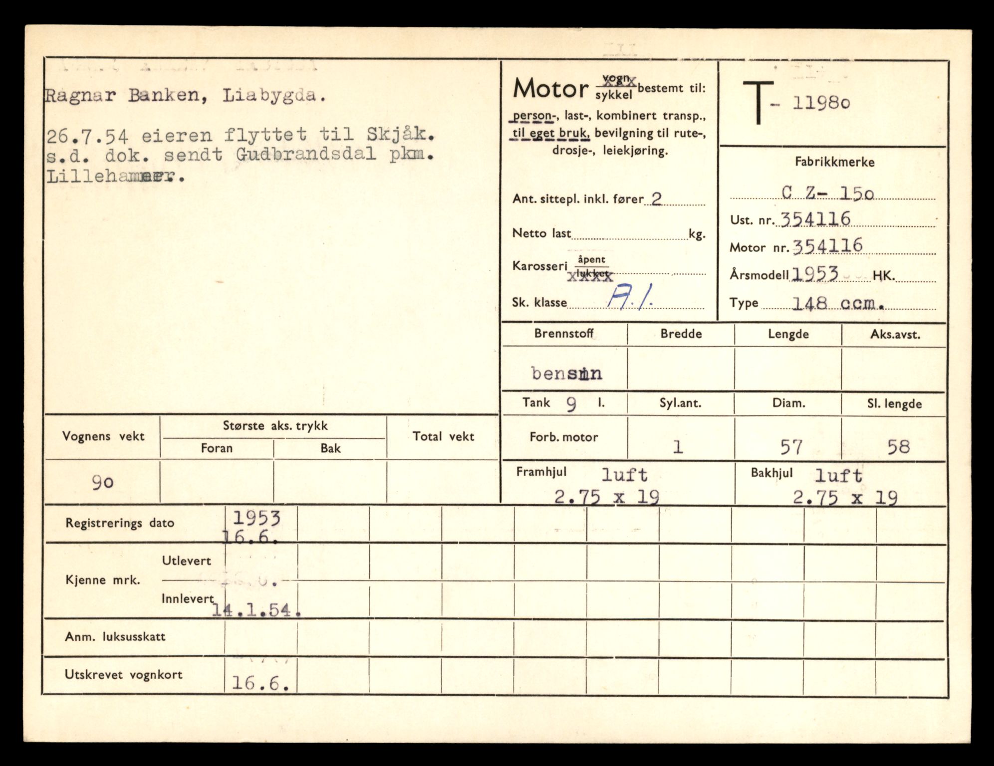 Møre og Romsdal vegkontor - Ålesund trafikkstasjon, AV/SAT-A-4099/F/Fe/L0031: Registreringskort for kjøretøy T 11800 - T 11996, 1927-1998, s. 3108