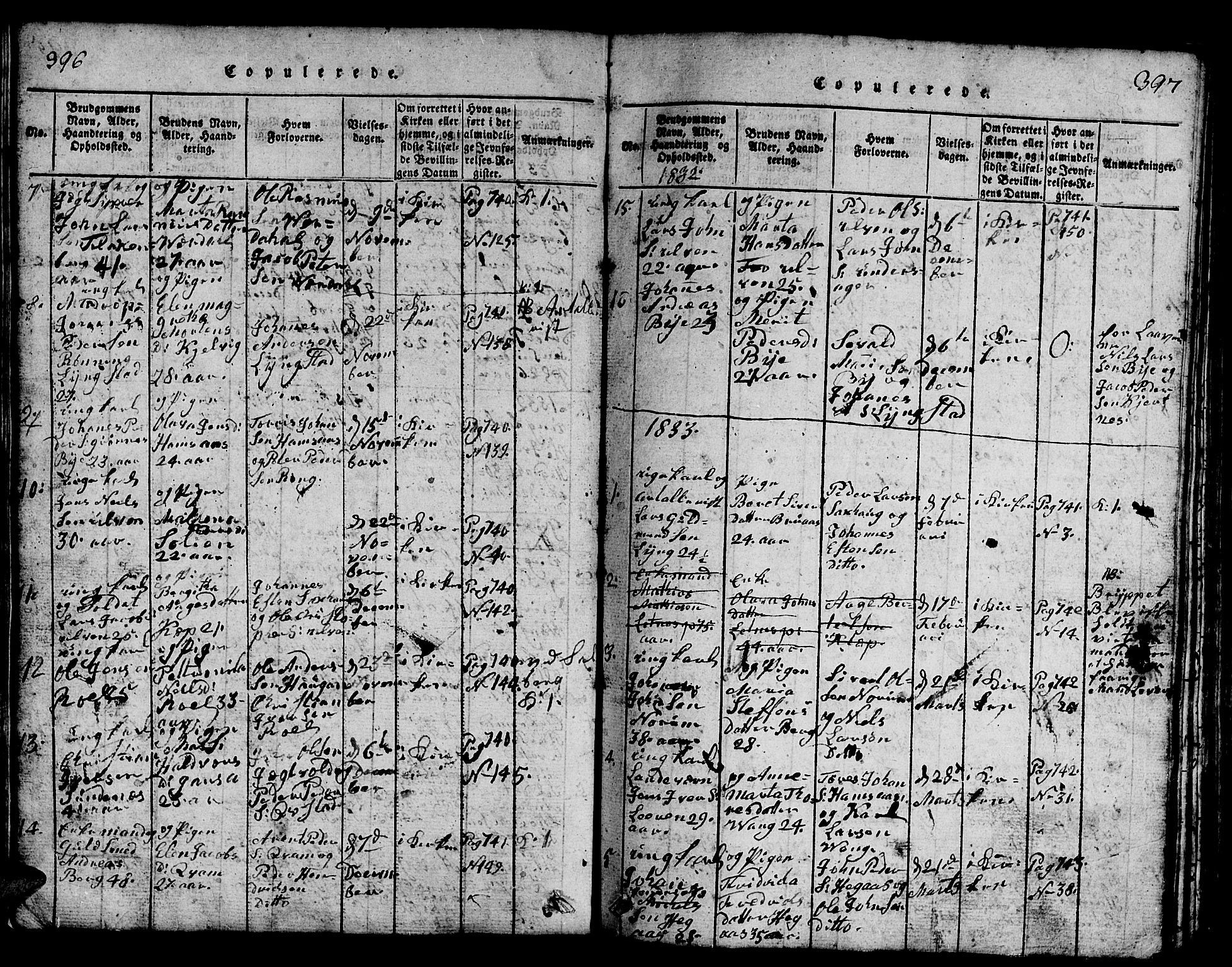 Ministerialprotokoller, klokkerbøker og fødselsregistre - Nord-Trøndelag, SAT/A-1458/730/L0298: Klokkerbok nr. 730C01, 1816-1849, s. 396-397