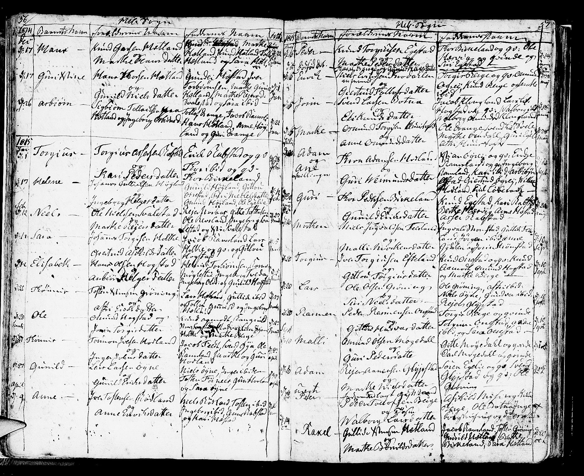 Helleland sokneprestkontor, SAST/A-101810: Ministerialbok nr. A 3 /1, 1791-1817, s. 56-57