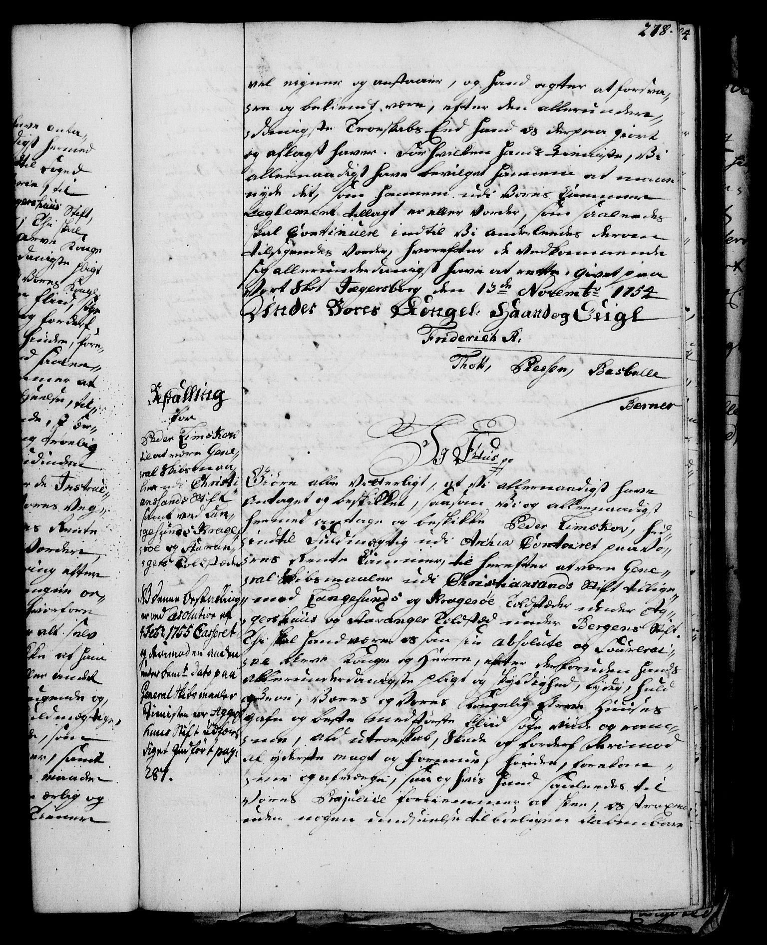 Rentekammeret, Kammerkanselliet, RA/EA-3111/G/Gg/Gge/L0003: Norsk bestallingsprotokoll med register (merket RK 53.27), 1745-1761, s. 278