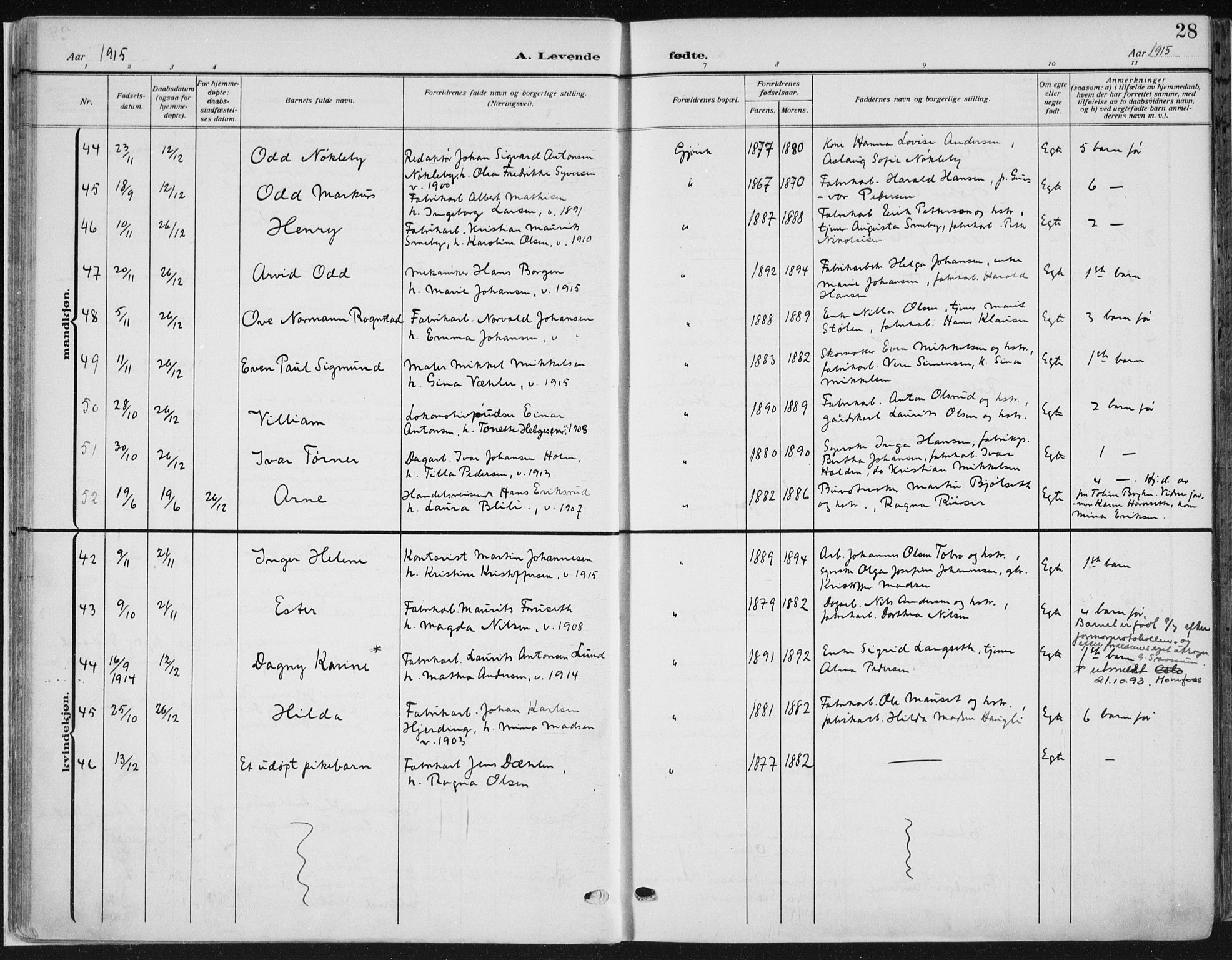 Vardal prestekontor, AV/SAH-PREST-100/H/Ha/Haa/L0014: Ministerialbok nr. 14, 1912-1922, s. 28