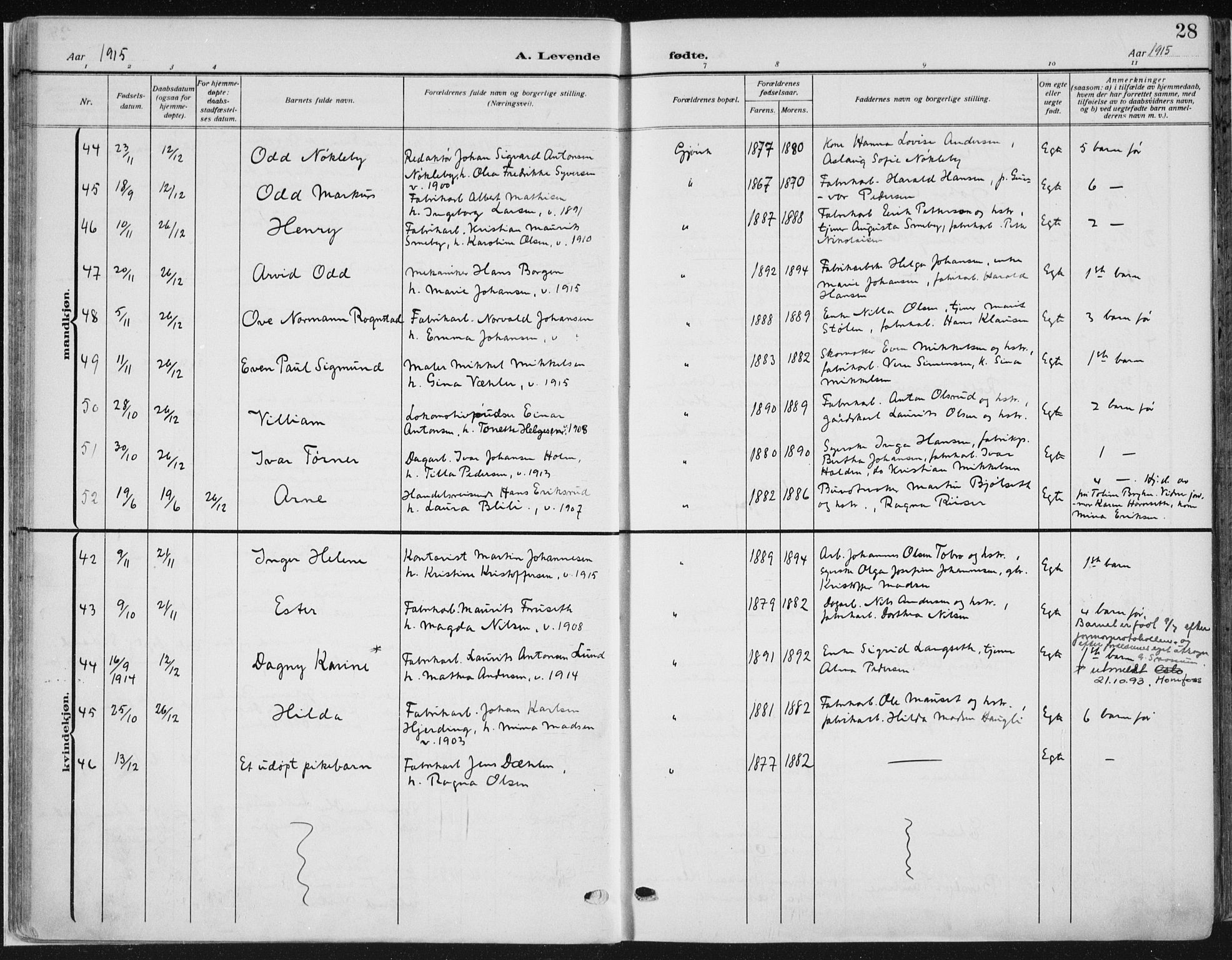 Vardal prestekontor, SAH/PREST-100/H/Ha/Haa/L0014: Ministerialbok nr. 14, 1912-1922, s. 28