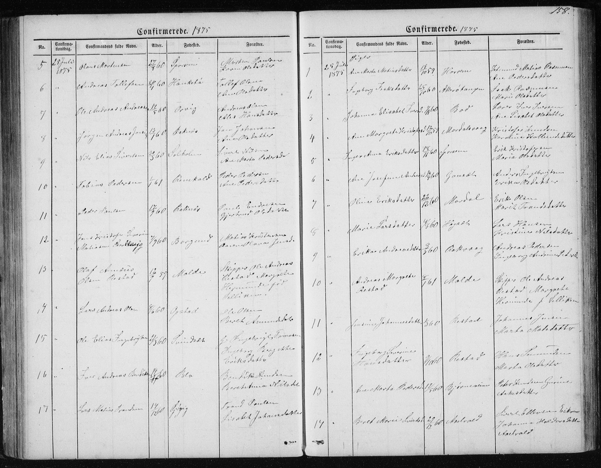 Ministerialprotokoller, klokkerbøker og fødselsregistre - Møre og Romsdal, AV/SAT-A-1454/560/L0724: Klokkerbok nr. 560C01, 1867-1892, s. 158