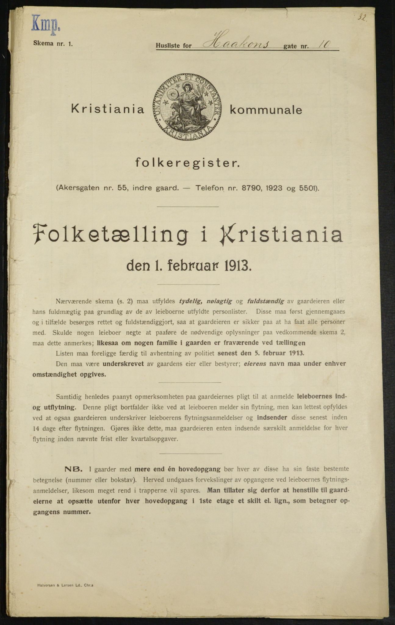 OBA, Kommunal folketelling 1.2.1913 for Kristiania, 1913, s. 42550