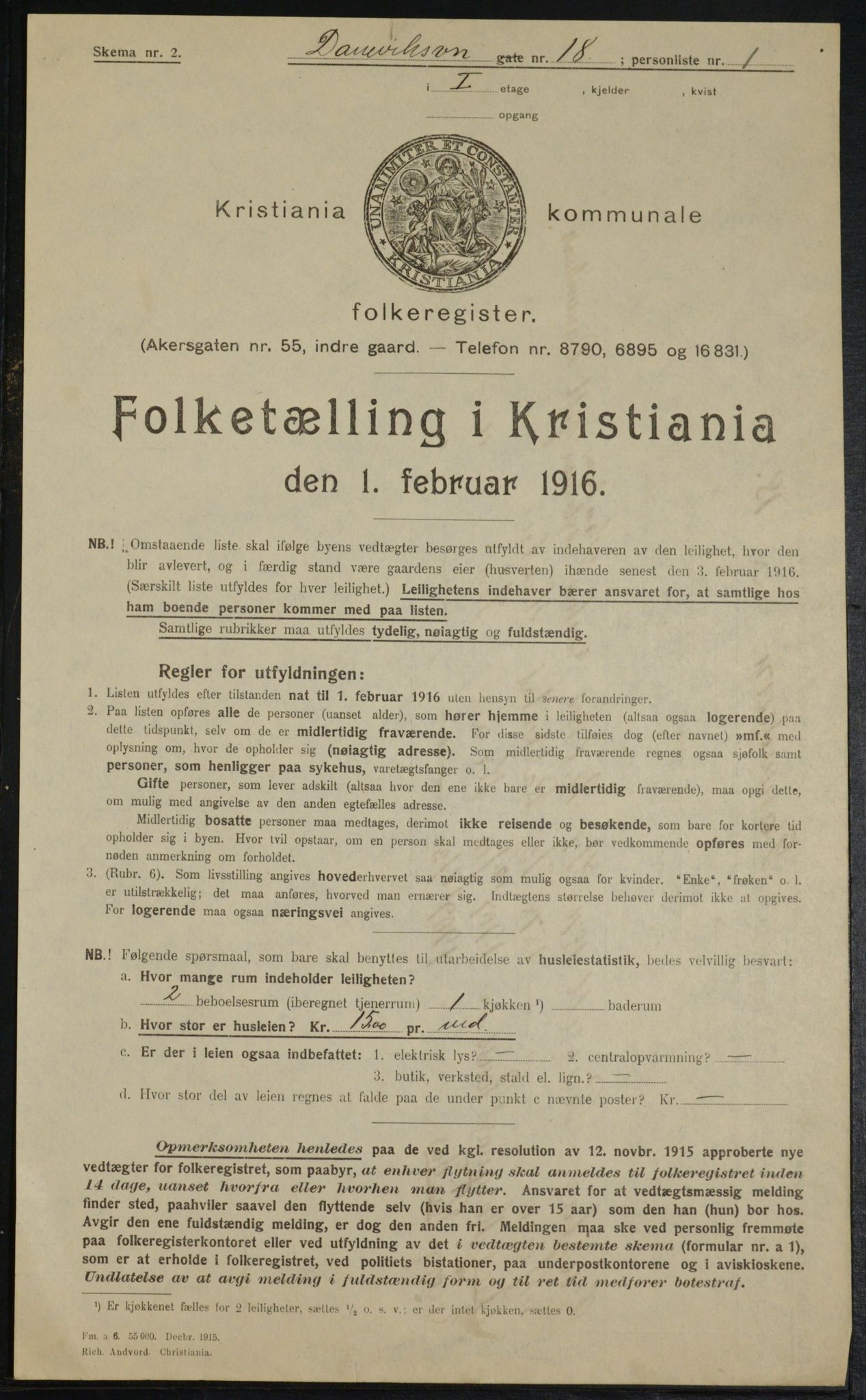 OBA, Kommunal folketelling 1.2.1916 for Kristiania, 1916, s. 15378