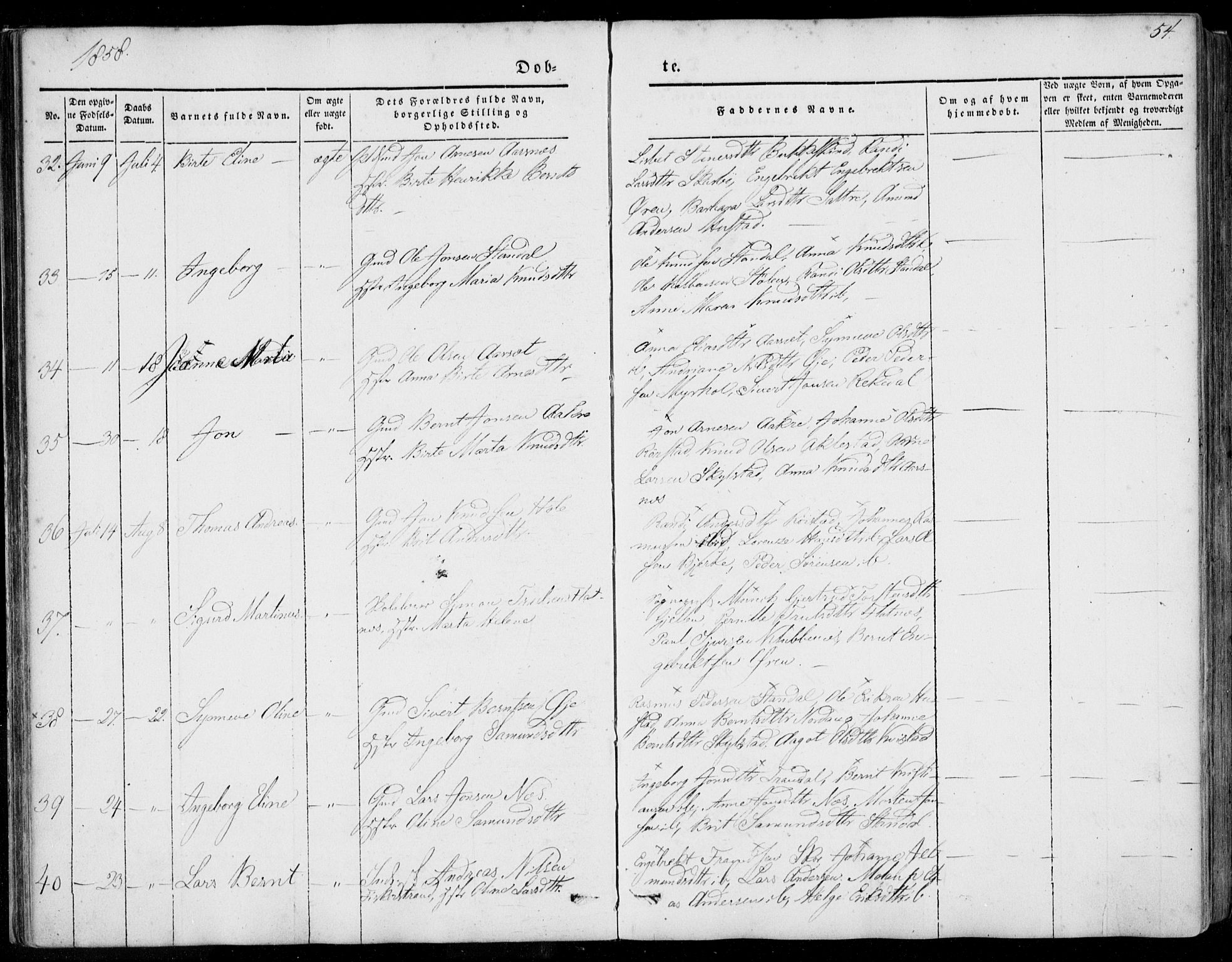 Ministerialprotokoller, klokkerbøker og fødselsregistre - Møre og Romsdal, AV/SAT-A-1454/515/L0209: Ministerialbok nr. 515A05, 1847-1868, s. 54