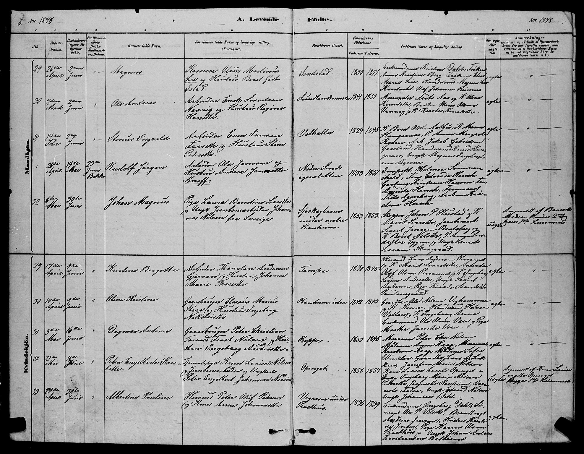 Ministerialprotokoller, klokkerbøker og fødselsregistre - Sør-Trøndelag, SAT/A-1456/606/L0312: Klokkerbok nr. 606C08, 1878-1894, s. 6