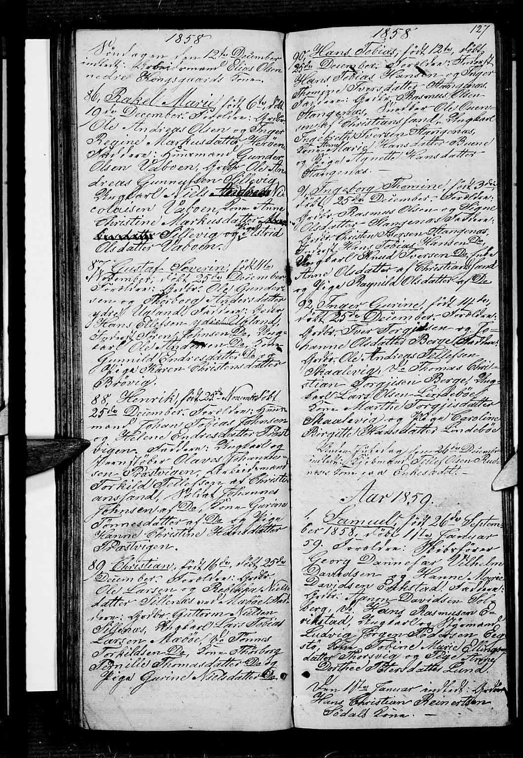 Oddernes sokneprestkontor, SAK/1111-0033/F/Fb/Fba/L0005: Klokkerbok nr. B 5, 1846-1859, s. 127