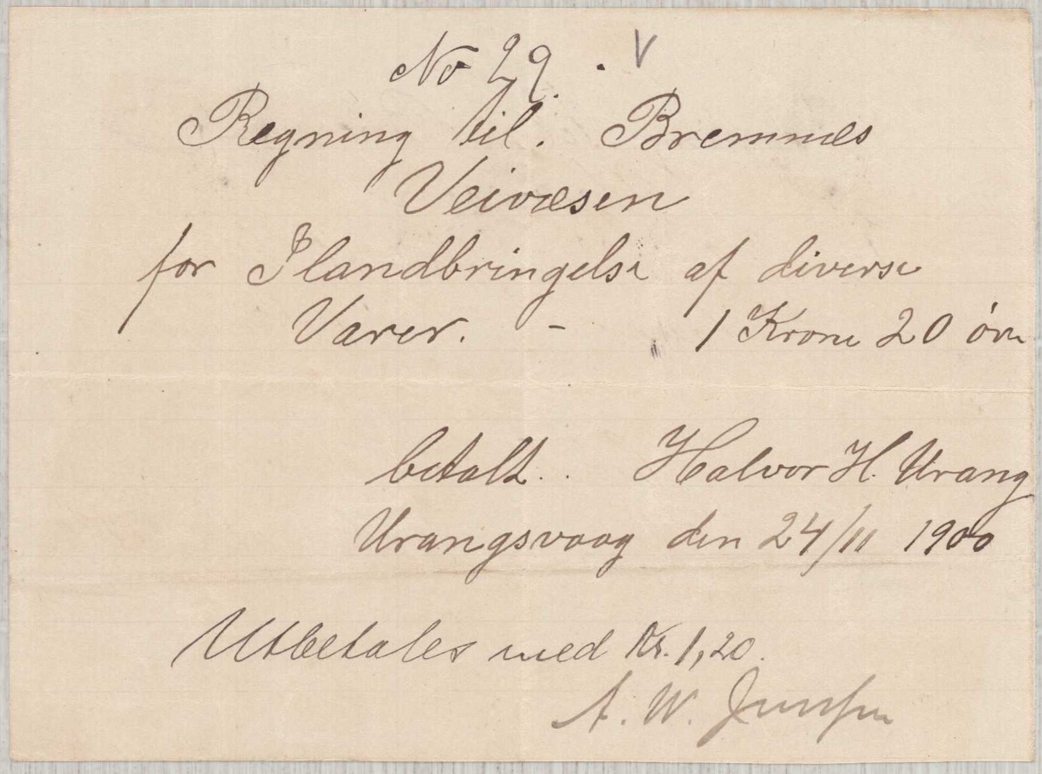 Finnaas kommune. Formannskapet, IKAH/1218a-021/E/Ea/L0002/0001: Rekneskap for veganlegg / Rekneskap for veganlegget Urangsvåg - Mælandsvåg, 1898-1900, s. 173