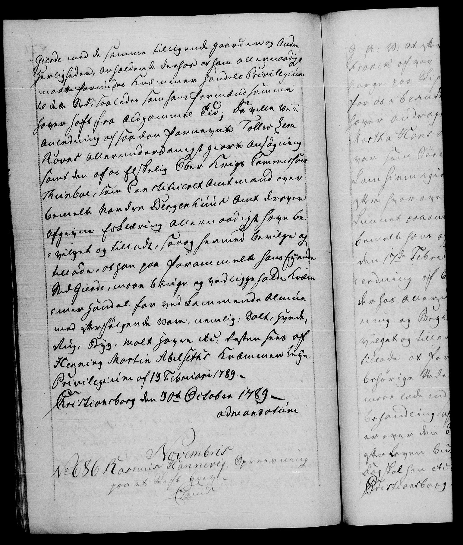 Danske Kanselli 1572-1799, RA/EA-3023/F/Fc/Fca/Fcaa/L0052: Norske registre, 1788-1789, s. 821b