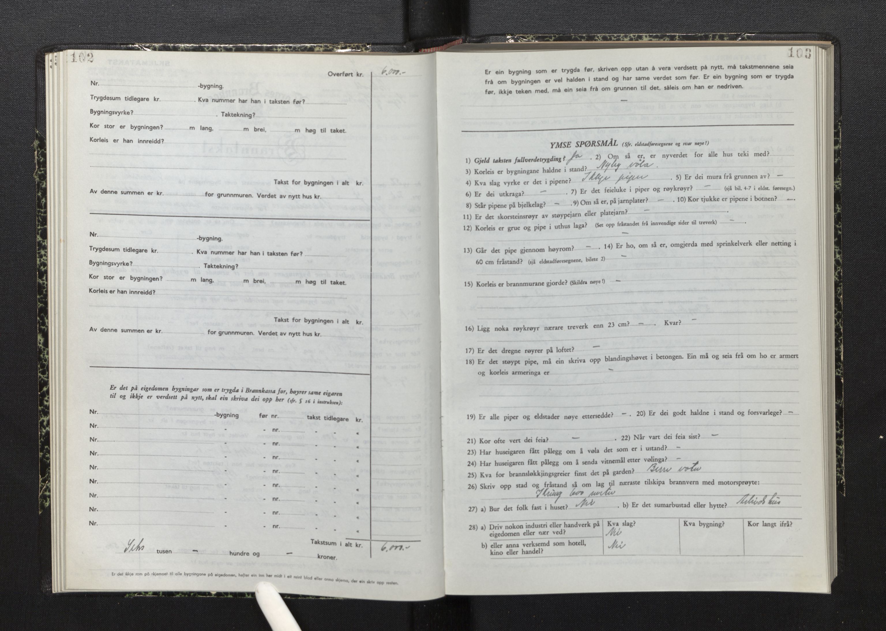 Lensmannen i Askvoll, SAB/A-26301/0012/L0006: Branntakstprotokoll, skjematakst, 1950-1955, s. 102-103