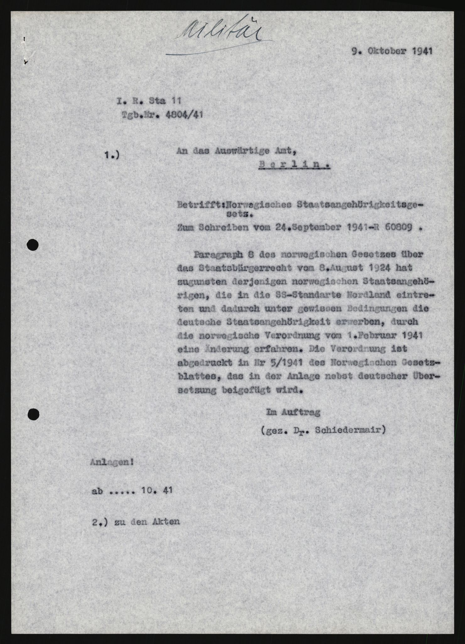 Forsvarets Overkommando. 2 kontor. Arkiv 11.4. Spredte tyske arkivsaker, AV/RA-RAFA-7031/D/Dar/Darb/L0013: Reichskommissariat - Hauptabteilung Vervaltung, 1917-1942, s. 1293