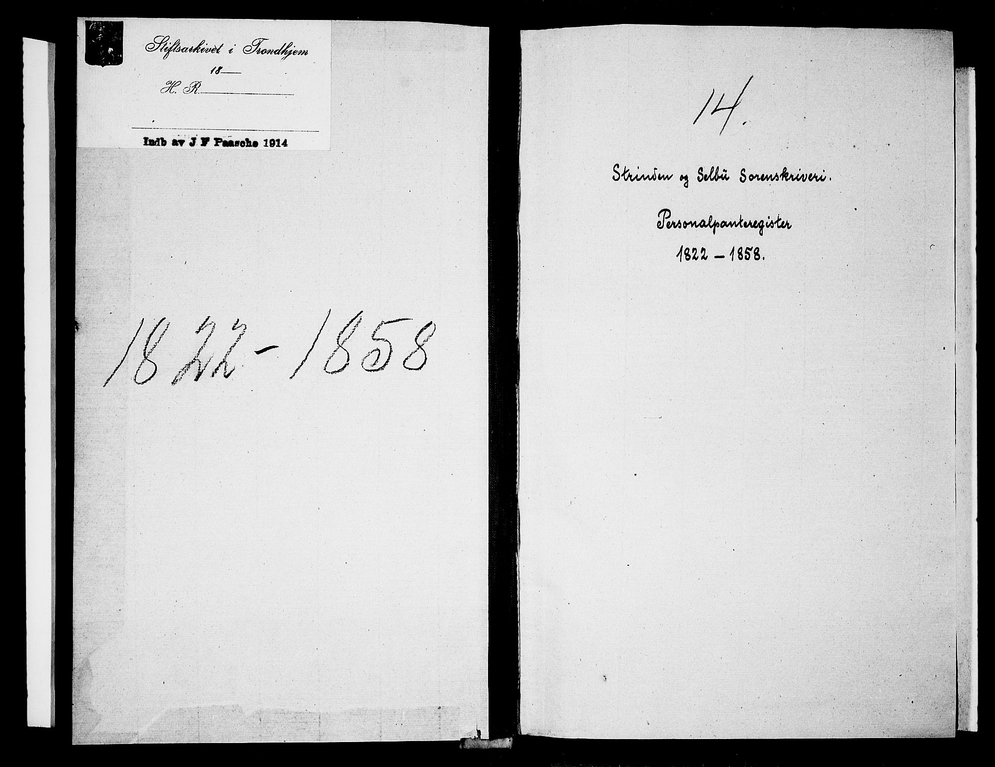 Strinda og Selbu sorenskriveri, SAT/A-0015/2/2B/L0001: Panteregister nr. 1, 1822-1858