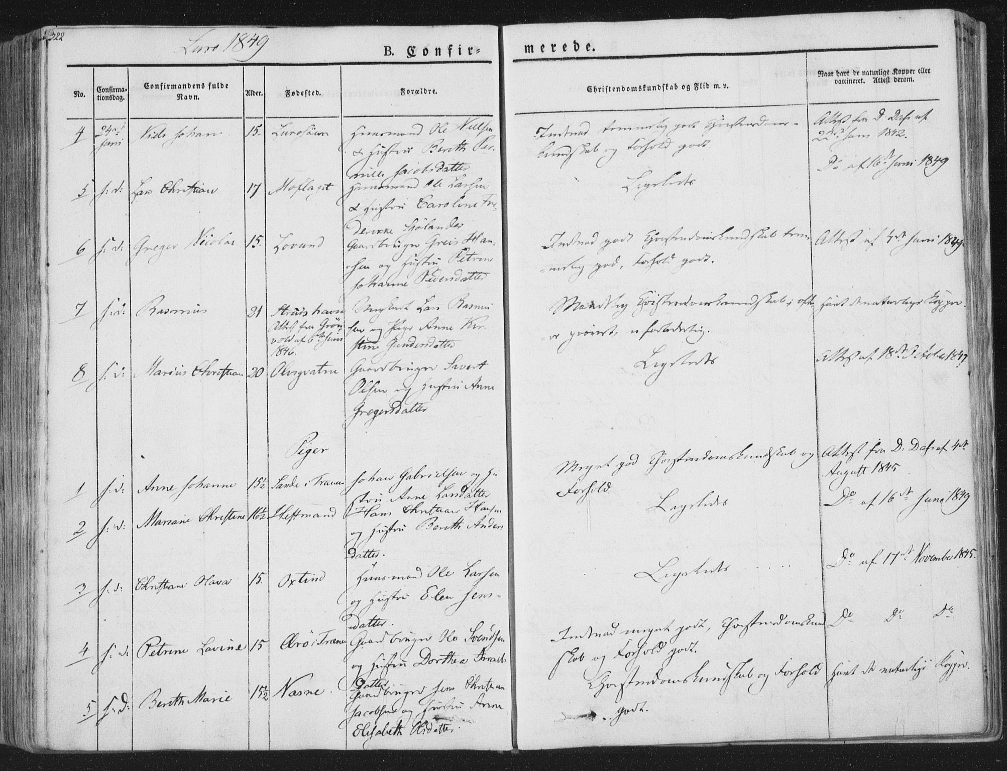 Ministerialprotokoller, klokkerbøker og fødselsregistre - Nordland, AV/SAT-A-1459/839/L0565: Ministerialbok nr. 839A02, 1825-1862, s. 322