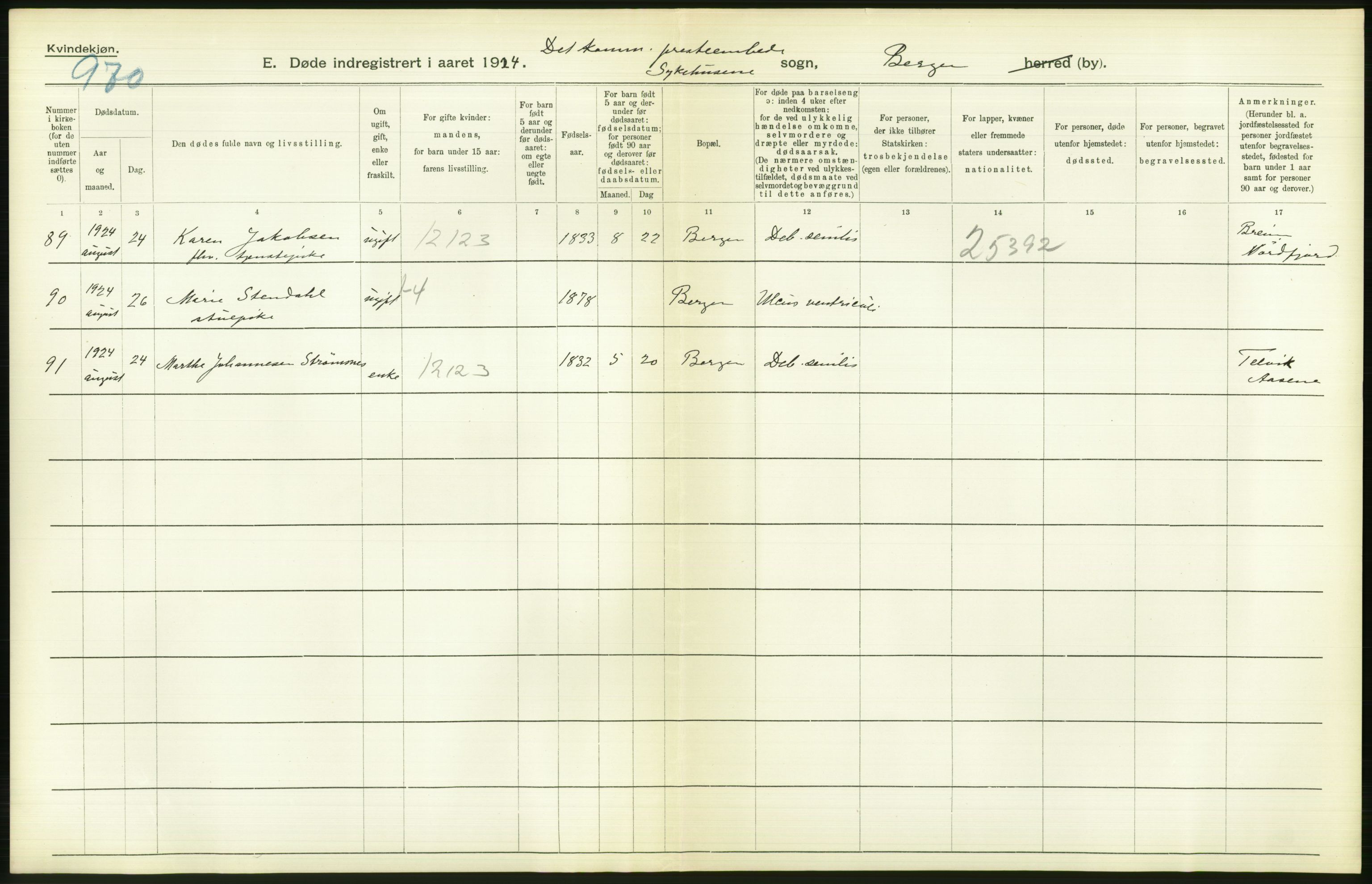 Statistisk sentralbyrå, Sosiodemografiske emner, Befolkning, AV/RA-S-2228/D/Df/Dfc/Dfcd/L0028: Bergen: Gifte, døde., 1924, s. 856