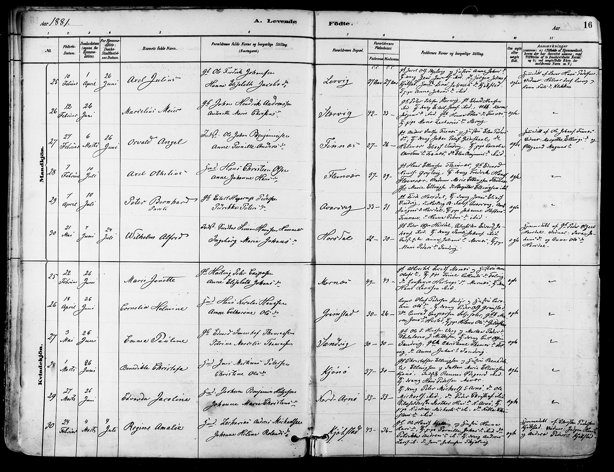 Ministerialprotokoller, klokkerbøker og fødselsregistre - Nordland, SAT/A-1459/805/L0099: Ministerialbok nr. 805A06, 1880-1891, s. 16