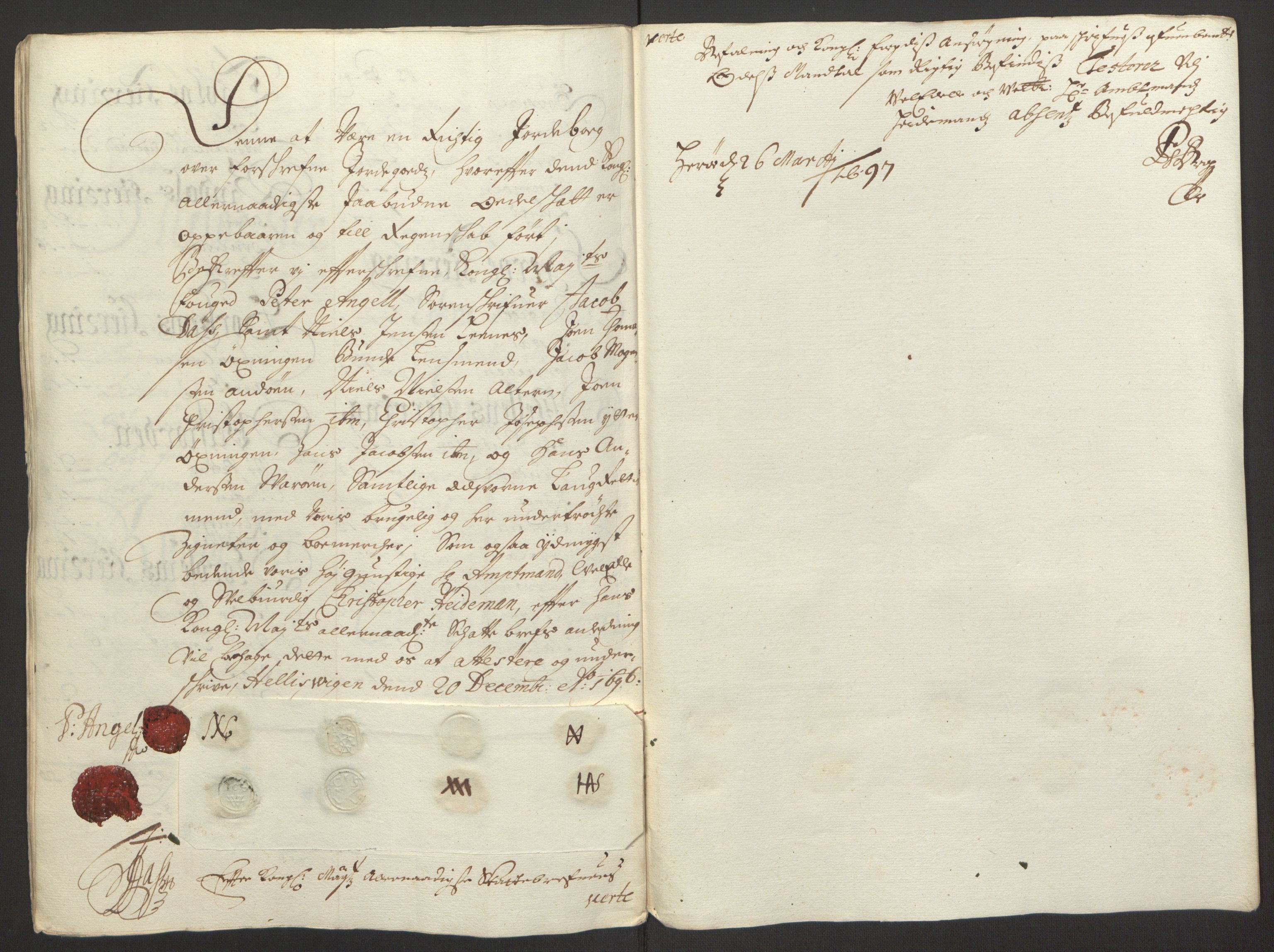 Rentekammeret inntil 1814, Reviderte regnskaper, Fogderegnskap, RA/EA-4092/R65/L4505: Fogderegnskap Helgeland, 1693-1696, s. 489