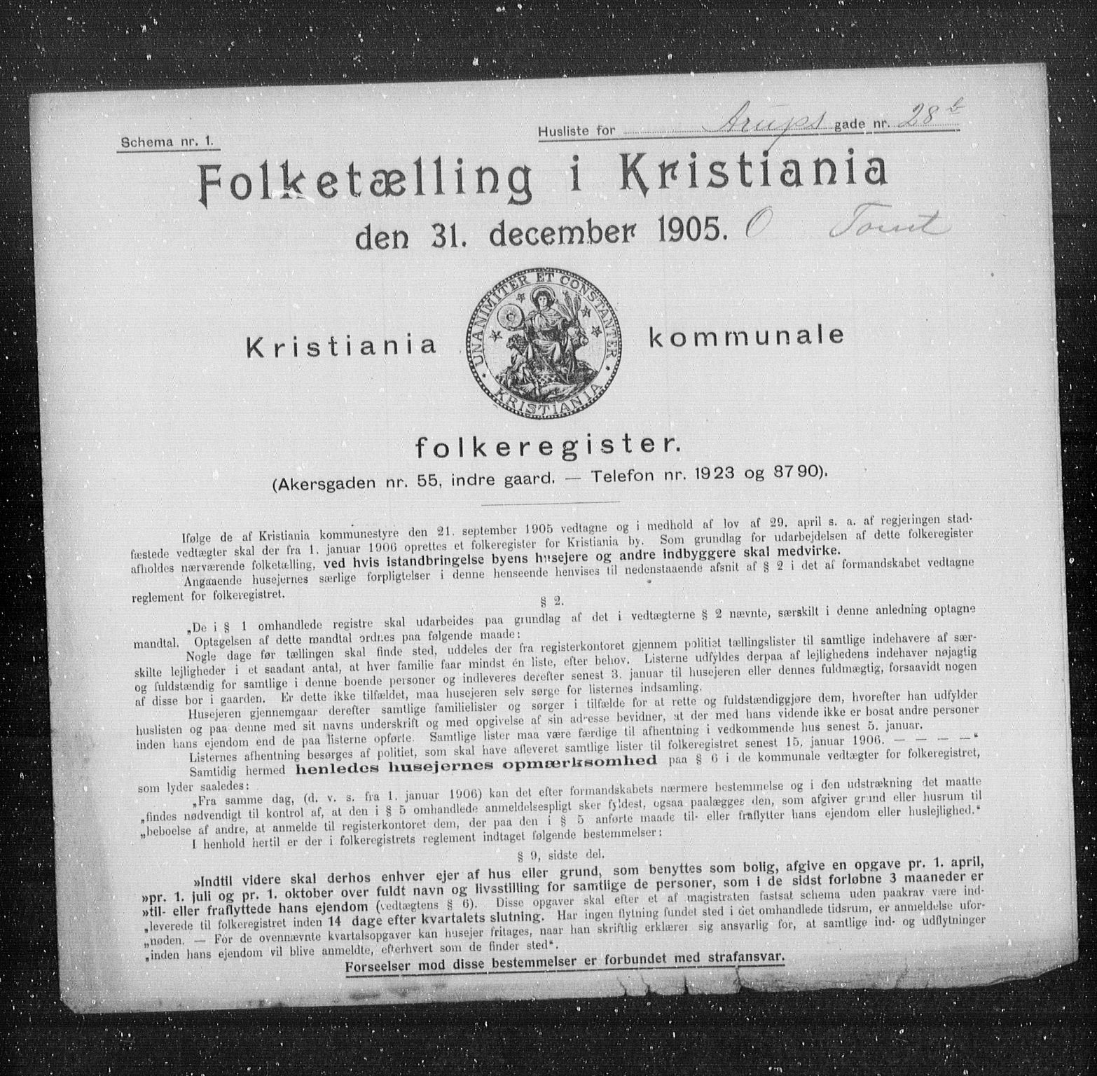 OBA, Kommunal folketelling 31.12.1905 for Kristiania kjøpstad, 1905, s. 1283