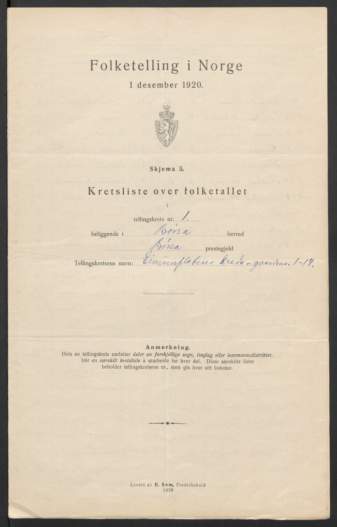 SAT, Folketelling 1920 for 1658 Børsa herred, 1920, s. 11