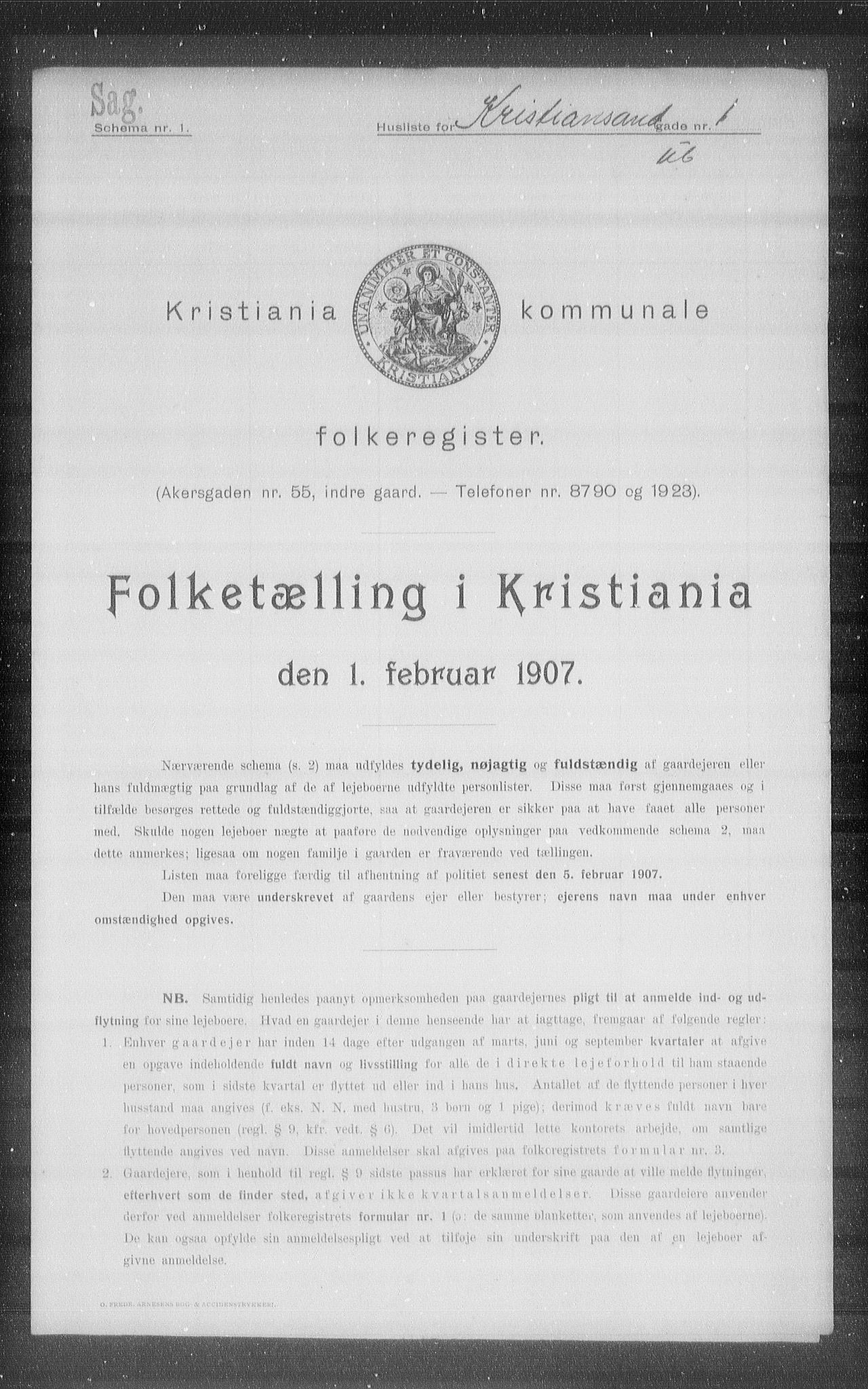 OBA, Kommunal folketelling 1.2.1907 for Kristiania kjøpstad, 1907, s. 27683