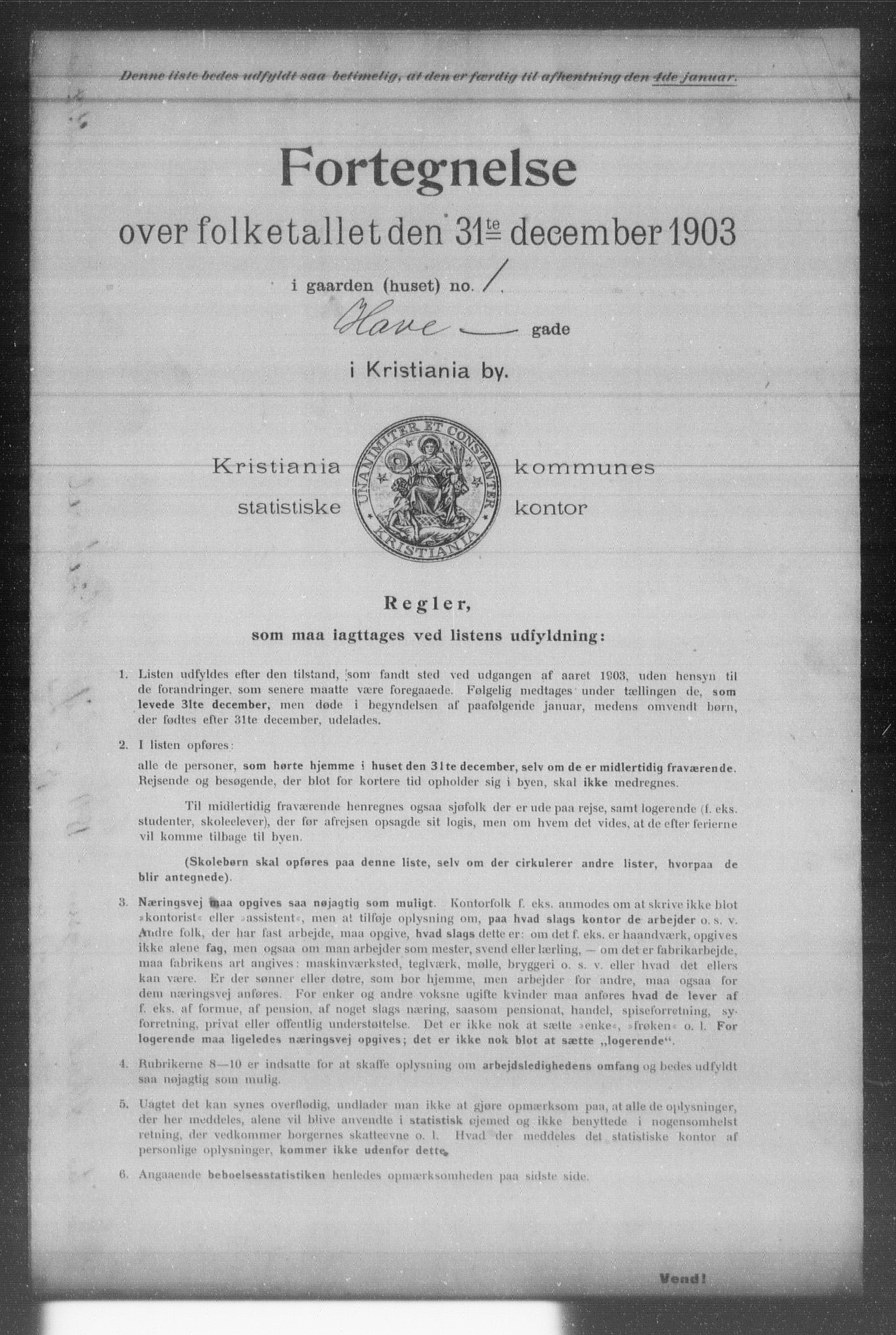 OBA, Kommunal folketelling 31.12.1903 for Kristiania kjøpstad, 1903, s. 7126