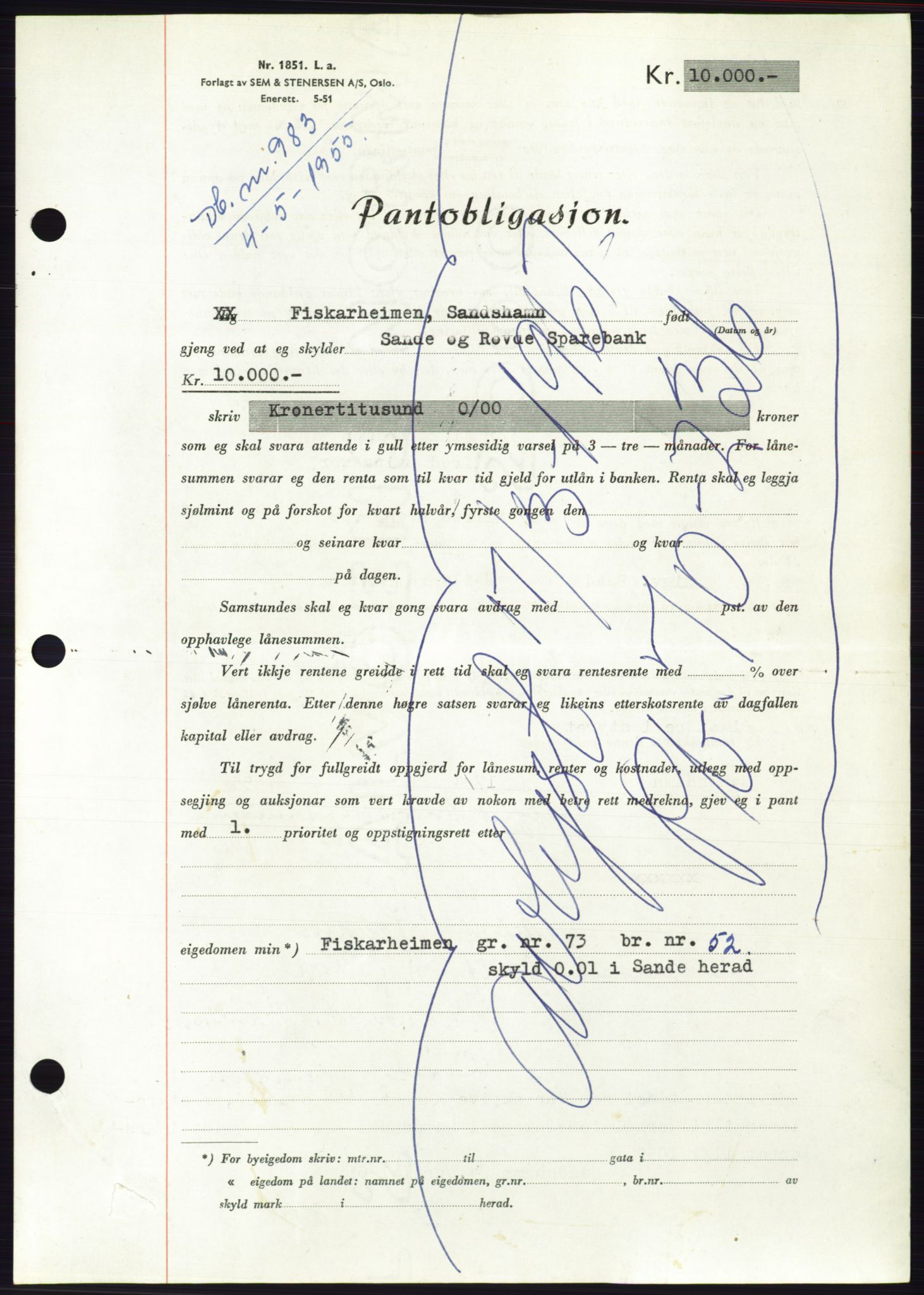 Søre Sunnmøre sorenskriveri, AV/SAT-A-4122/1/2/2C/L0126: Pantebok nr. 14B, 1954-1955, Dagboknr: 983/1955