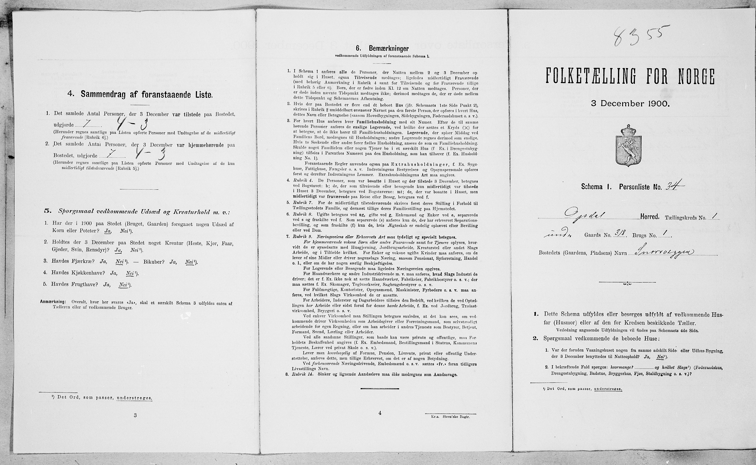 SAT, Folketelling 1900 for 1634 Oppdal herred, 1900, s. 166