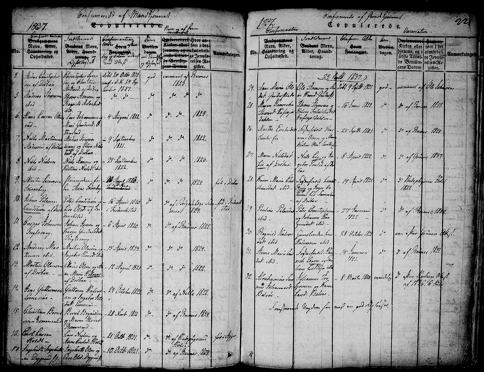 Drøbak prestekontor Kirkebøker, AV/SAO-A-10142a/F/Fa/L0001: Ministerialbok nr. I 1, 1816-1842, s. 221