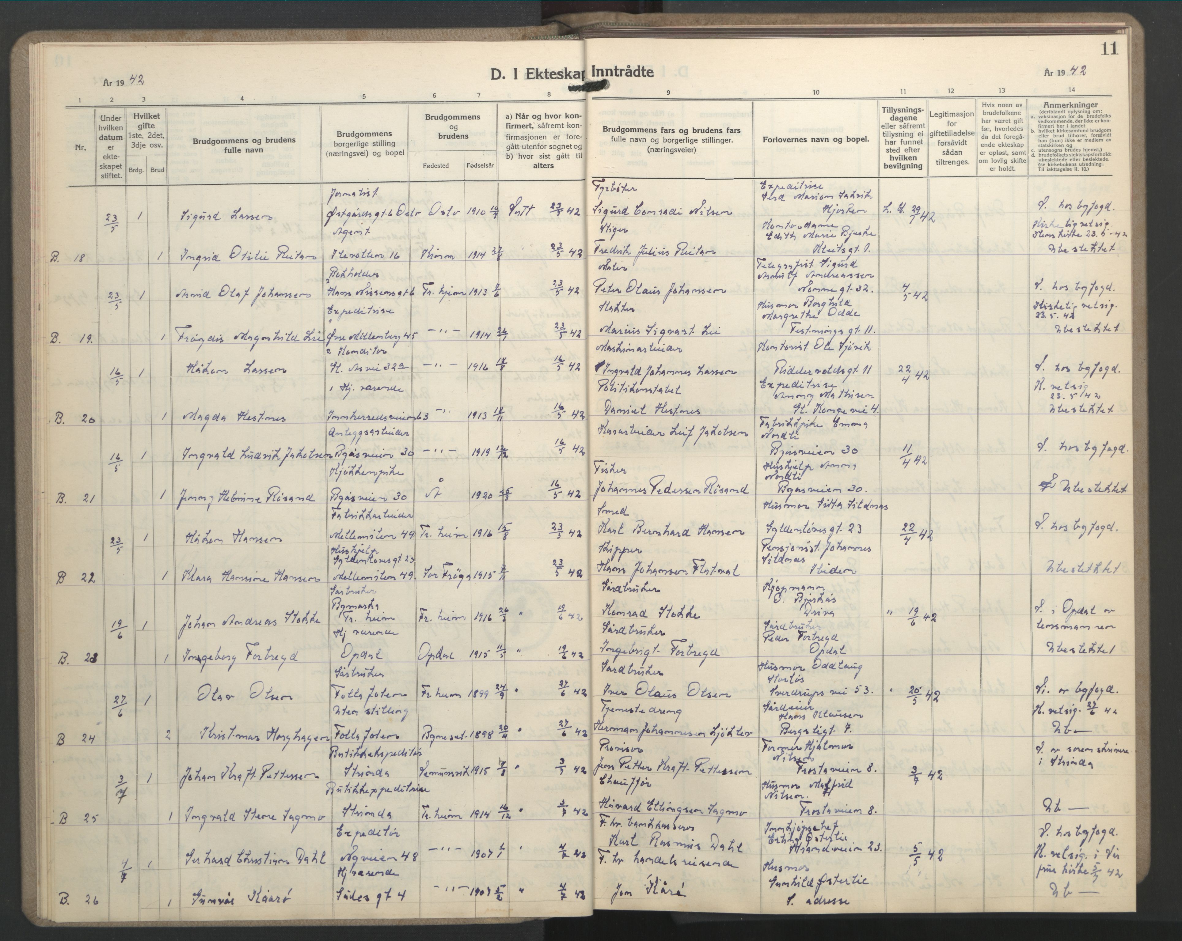 Ministerialprotokoller, klokkerbøker og fødselsregistre - Sør-Trøndelag, AV/SAT-A-1456/603/L0177: Klokkerbok nr. 603C05, 1941-1952, s. 11