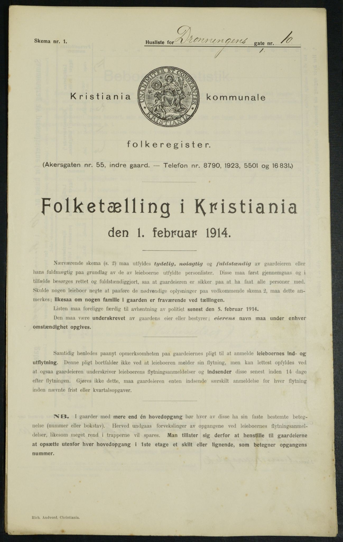 OBA, Kommunal folketelling 1.2.1914 for Kristiania, 1914, s. 17414