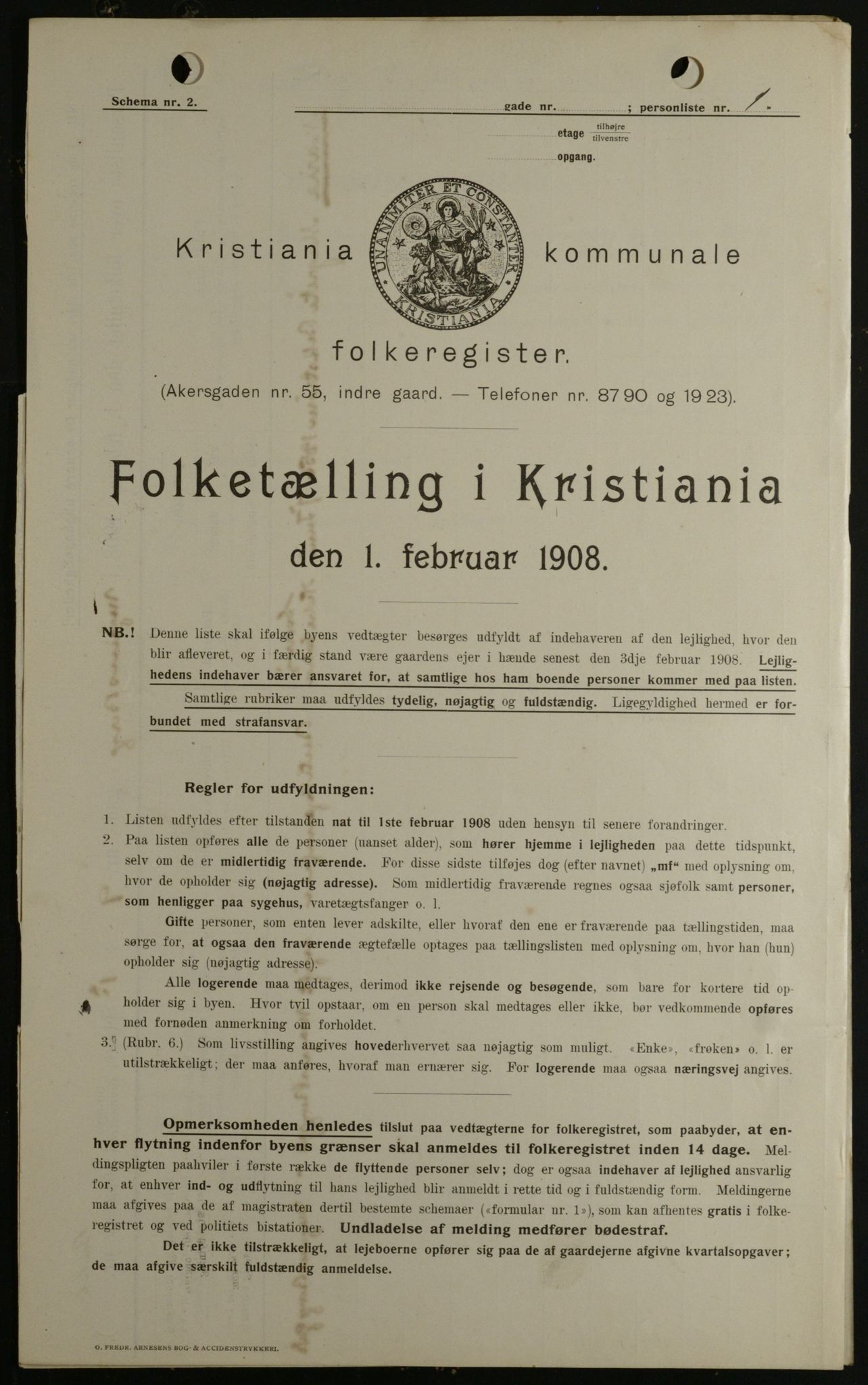 OBA, Kommunal folketelling 1.2.1908 for Kristiania kjøpstad, 1908, s. 52991