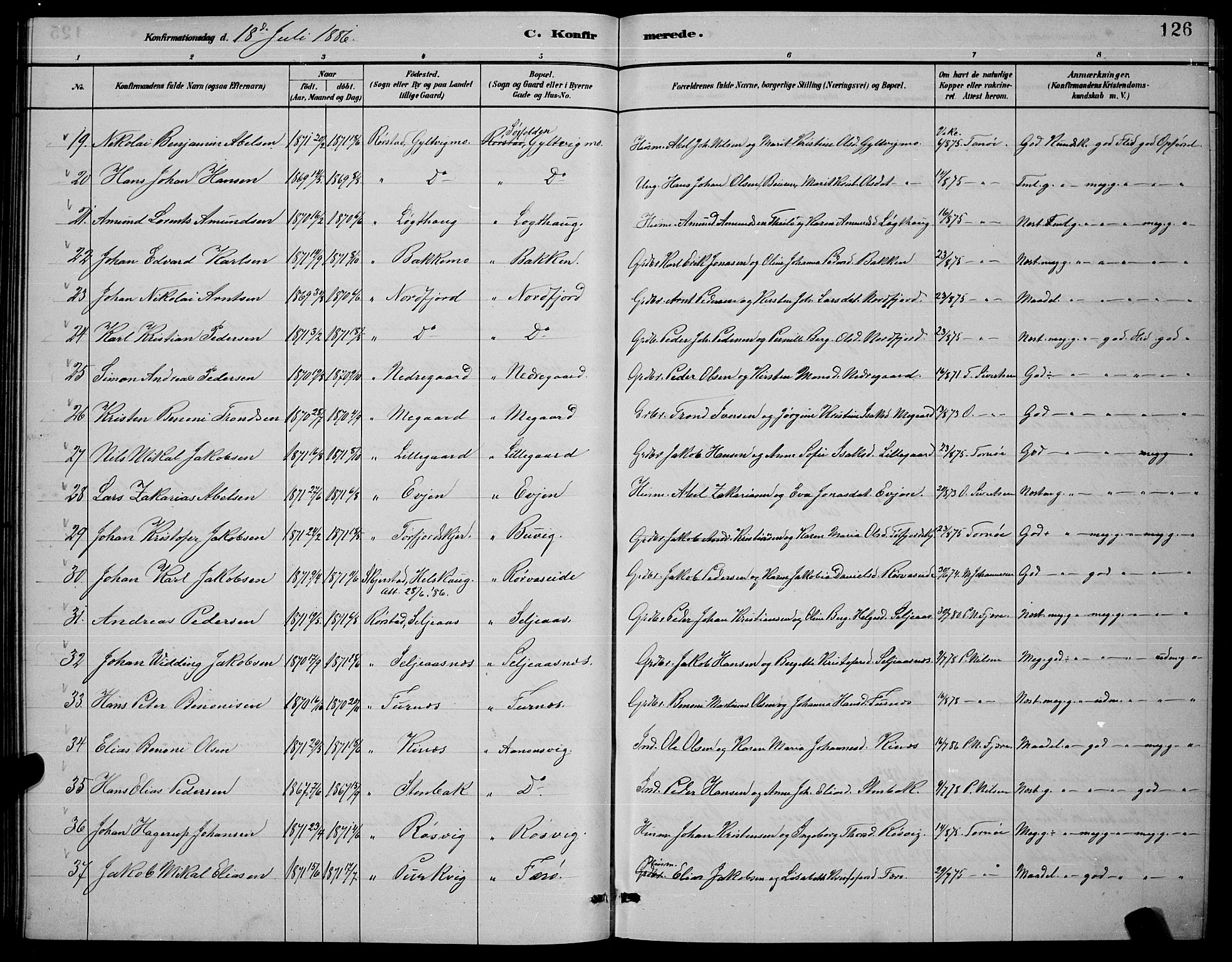 Ministerialprotokoller, klokkerbøker og fødselsregistre - Nordland, AV/SAT-A-1459/853/L0772: Ministerialbok nr. 853A11, 1881-1900, s. 126