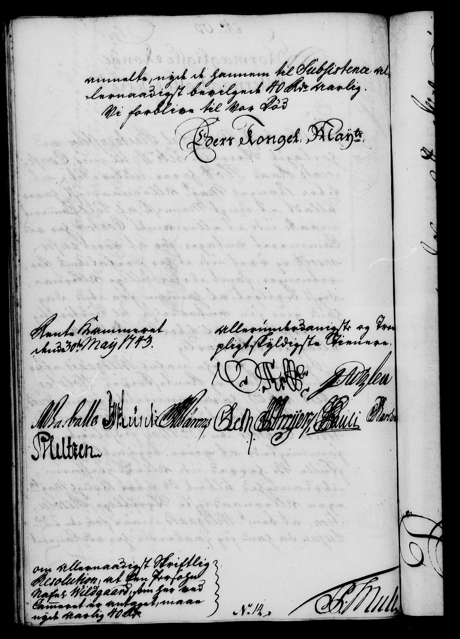 Rentekammeret, Kammerkanselliet, RA/EA-3111/G/Gf/Gfa/L0026: Norsk relasjons- og resolusjonsprotokoll (merket RK 52.26), 1743, s. 418