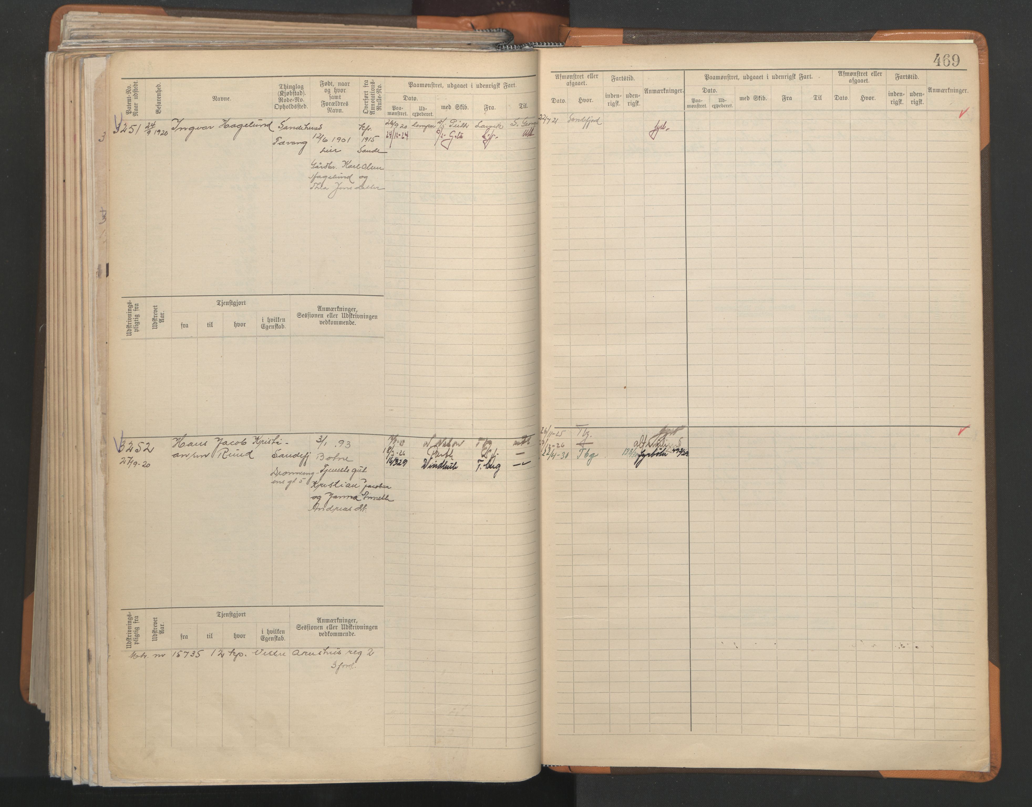 Sandefjord innrulleringskontor, SAKO/A-788/F/Fb/L0009: Hovedrulle, 1897, s. 469