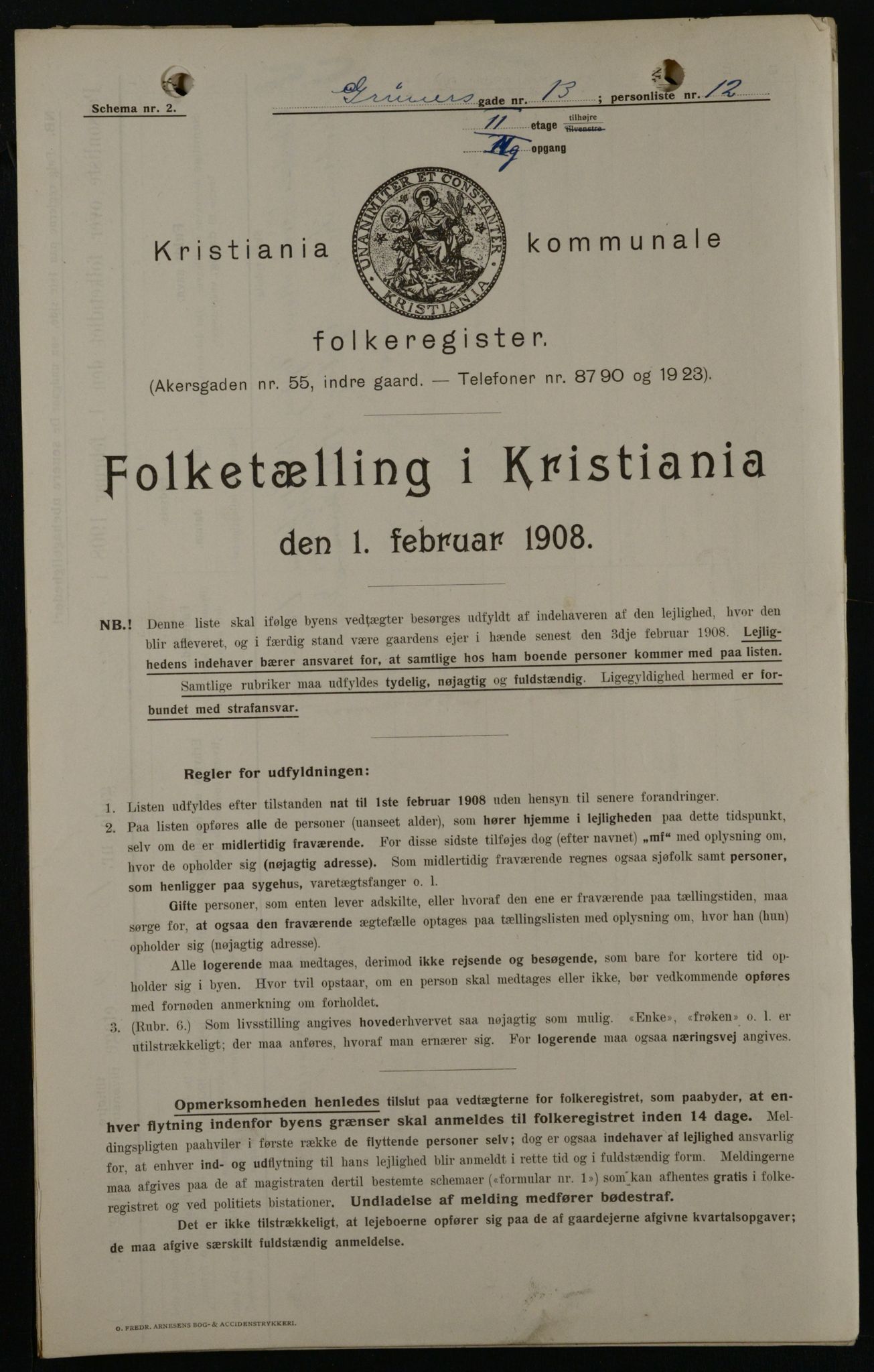 OBA, Kommunal folketelling 1.2.1908 for Kristiania kjøpstad, 1908, s. 27935