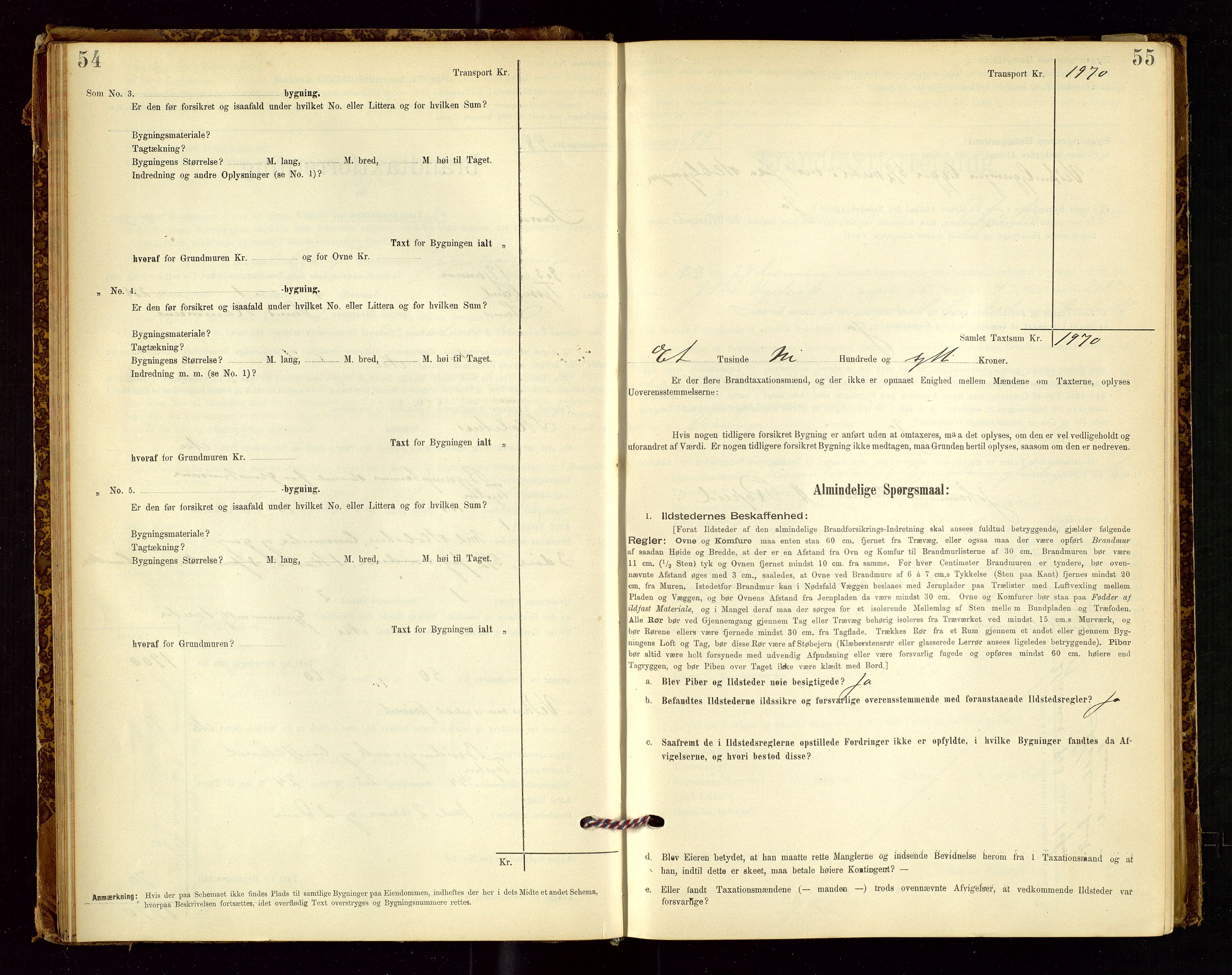 Sand lensmannskontor, AV/SAST-A-100415/Goc/L0001: "Brandtaxationsprotokol", 1895-1935, s. 54-55