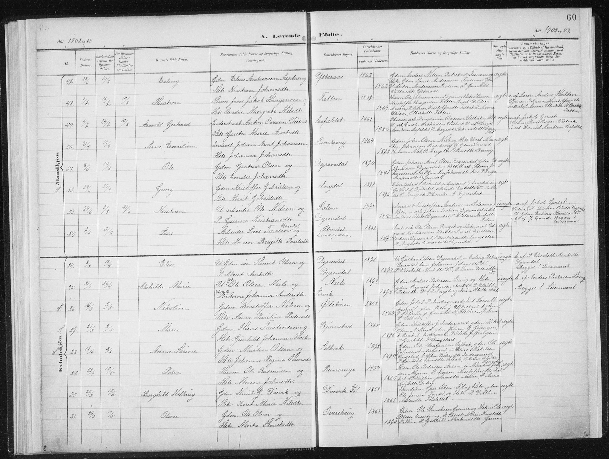 Ministerialprotokoller, klokkerbøker og fødselsregistre - Sør-Trøndelag, SAT/A-1456/647/L0635: Ministerialbok nr. 647A02, 1896-1911, s. 60