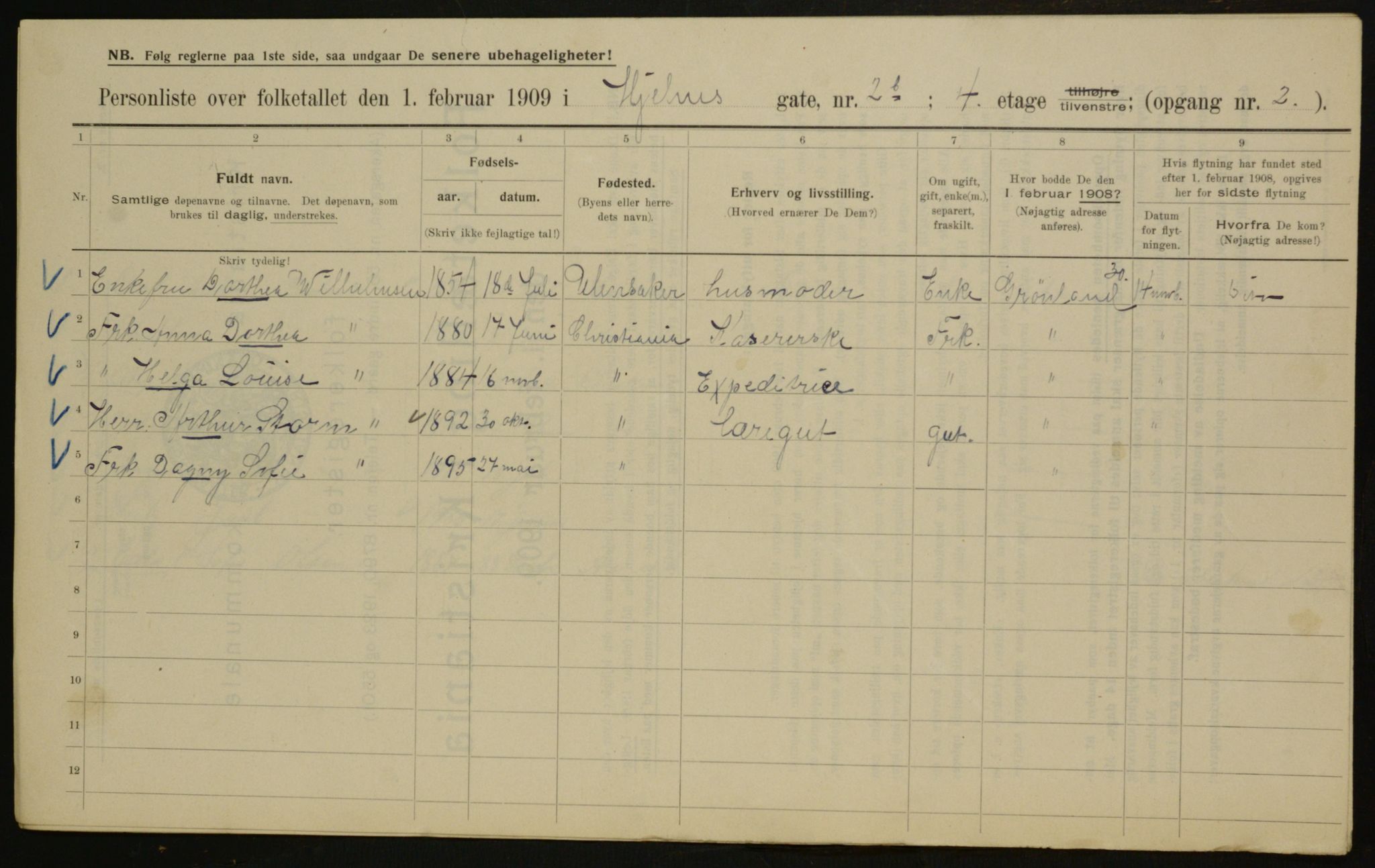 OBA, Kommunal folketelling 1.2.1909 for Kristiania kjøpstad, 1909, s. 36386