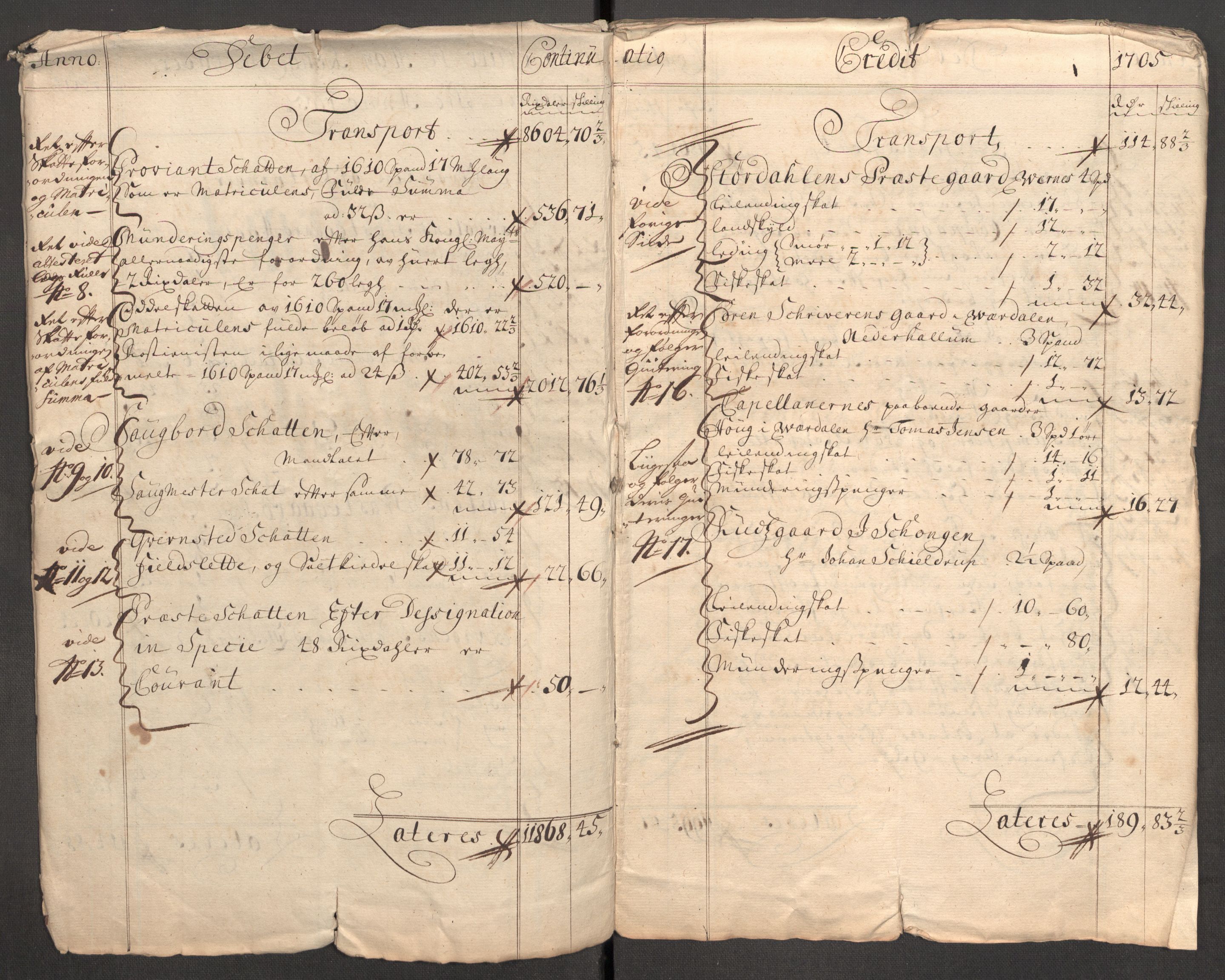 Rentekammeret inntil 1814, Reviderte regnskaper, Fogderegnskap, RA/EA-4092/R62/L4196: Fogderegnskap Stjørdal og Verdal, 1705-1706, s. 6