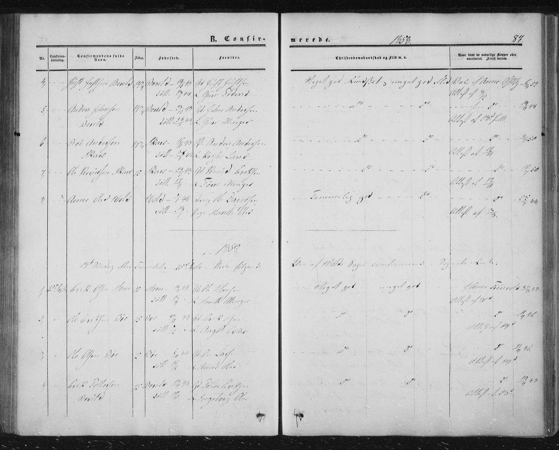 Ministerialprotokoller, klokkerbøker og fødselsregistre - Møre og Romsdal, AV/SAT-A-1454/543/L0562: Ministerialbok nr. 543A02, 1854-1884, s. 87