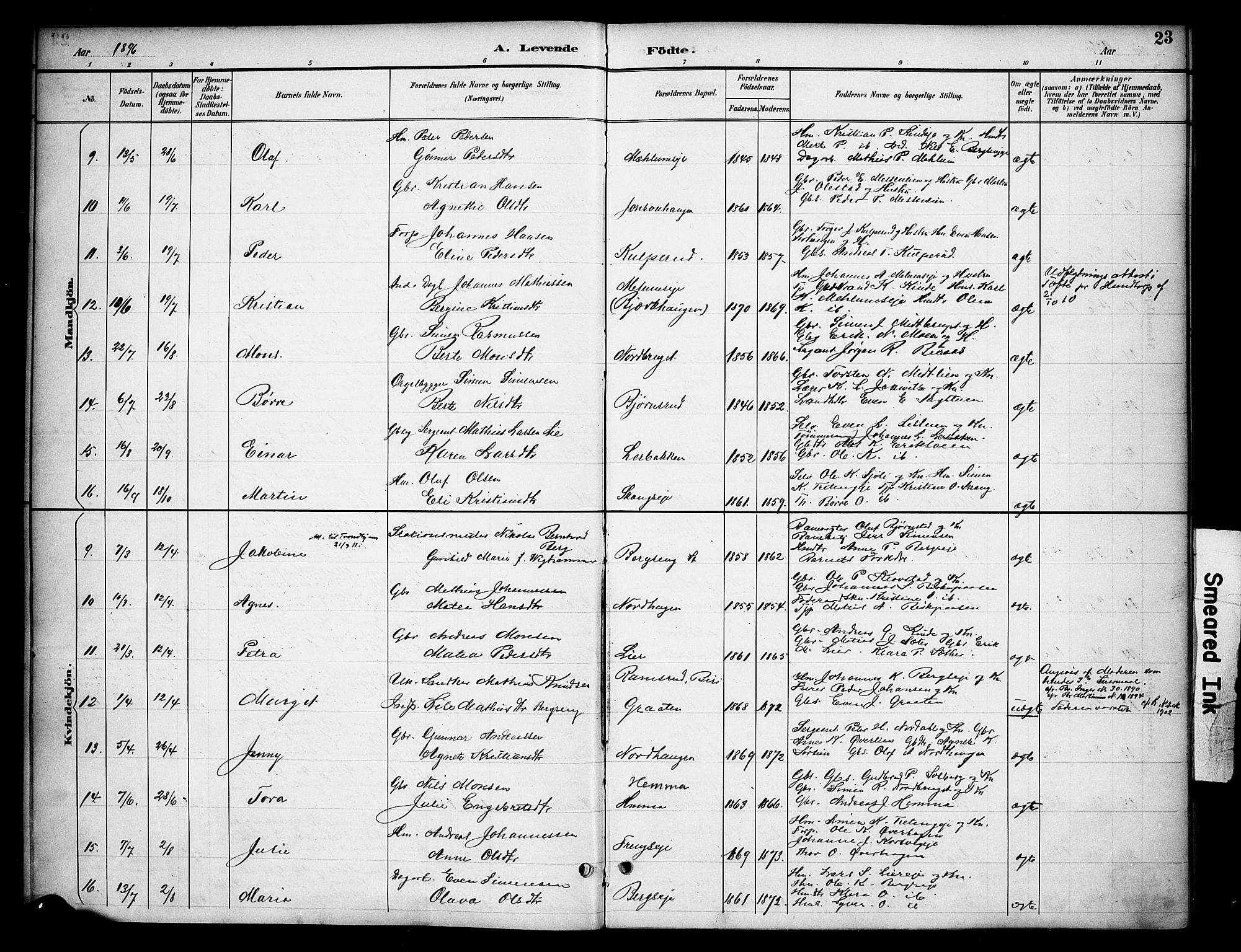Ringsaker prestekontor, AV/SAH-PREST-014/K/Ka/L0015: Ministerialbok nr. 15, 1891-1904, s. 23