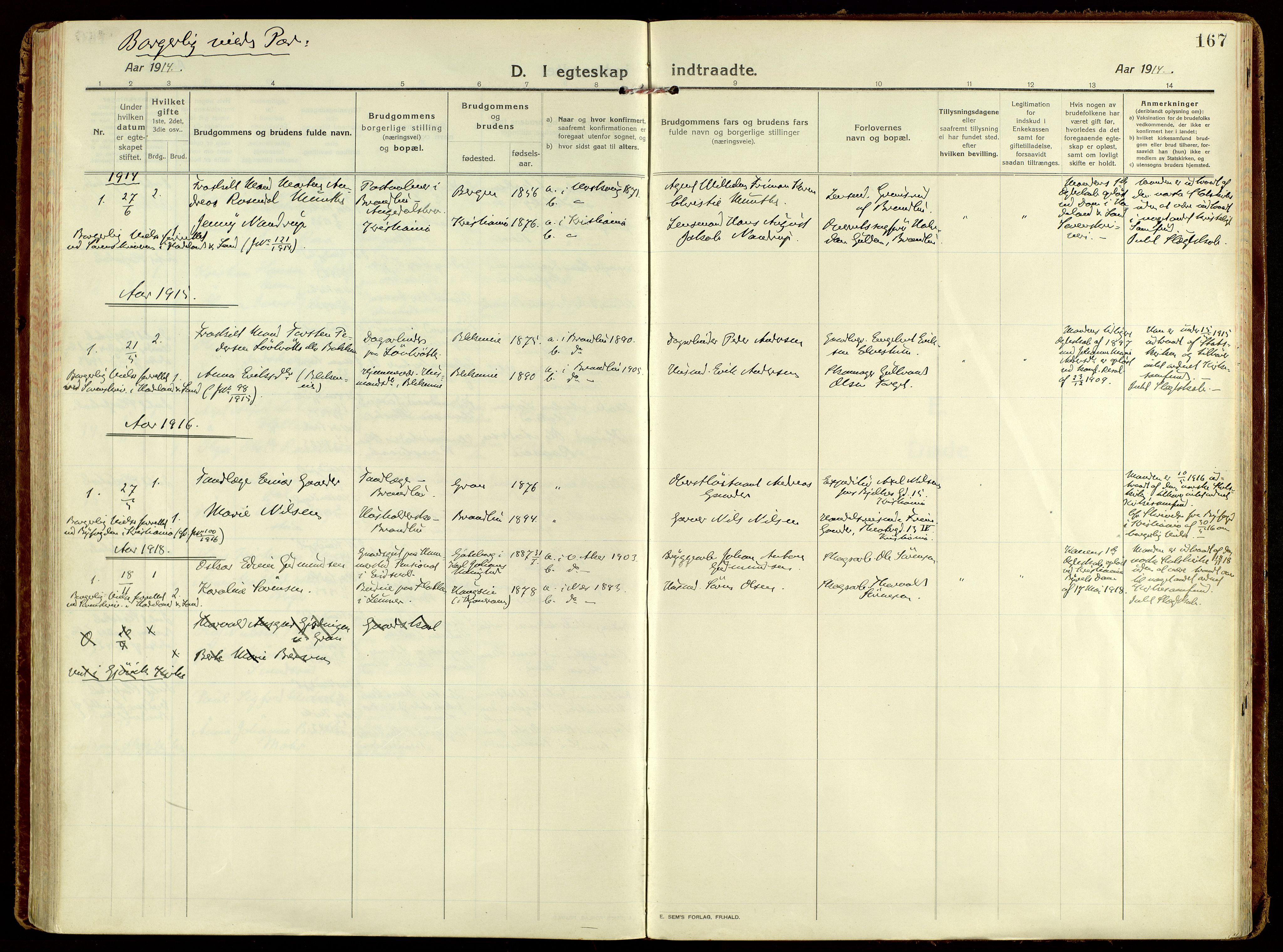 Brandbu prestekontor, SAH/PREST-114/H/Ha/Haa/L0004: Ministerialbok nr. 4, 1913-1923, s. 167