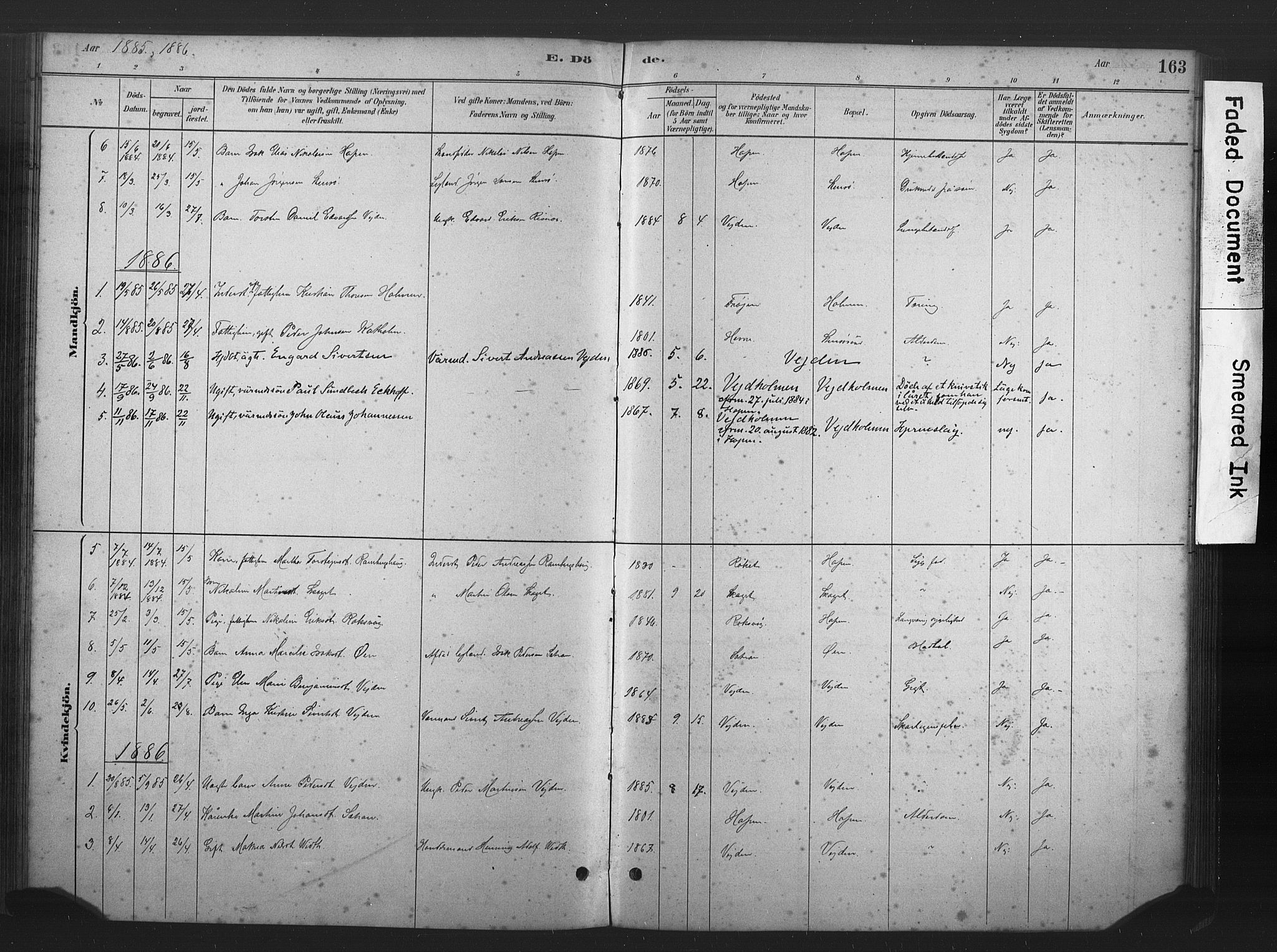 Ministerialprotokoller, klokkerbøker og fødselsregistre - Møre og Romsdal, AV/SAT-A-1454/583/L0954: Ministerialbok nr. 583A01, 1880-1906, s. 163