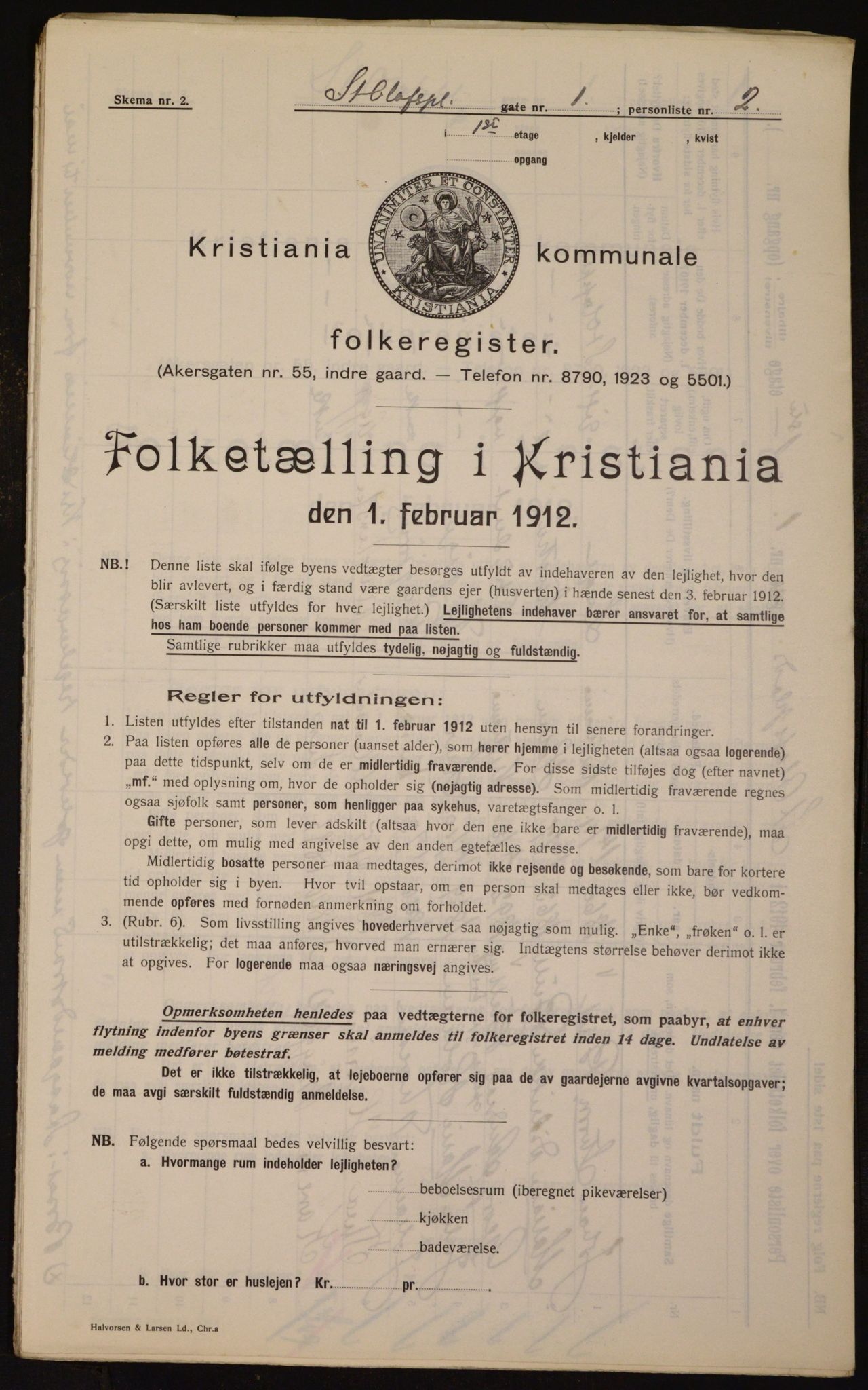 OBA, Kommunal folketelling 1.2.1912 for Kristiania, 1912, s. 88613