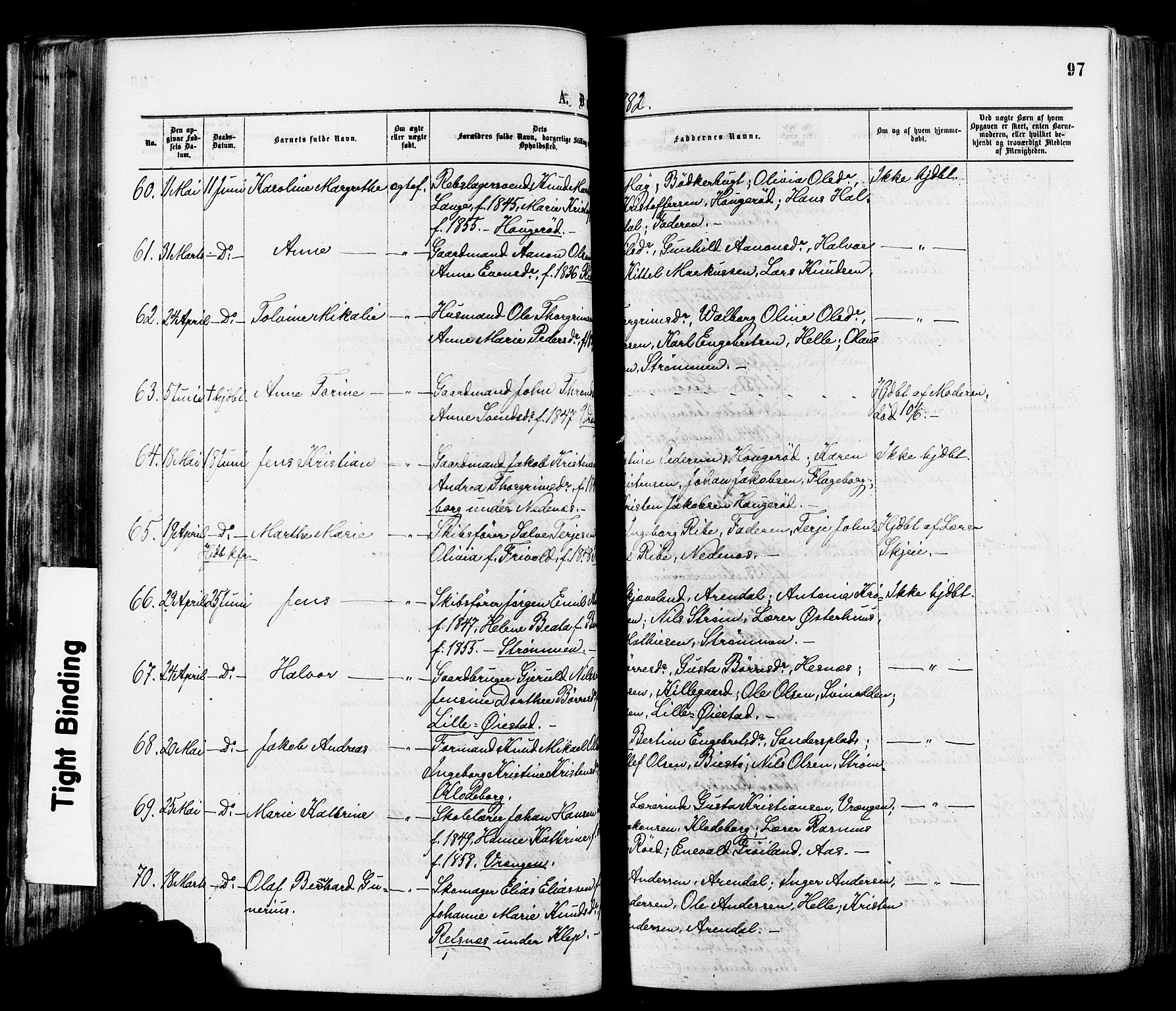 Øyestad sokneprestkontor, AV/SAK-1111-0049/F/Fa/L0016: Ministerialbok nr. A 16, 1874-1886, s. 97