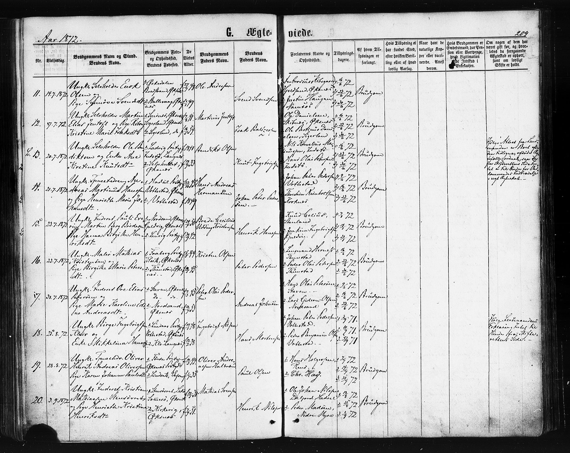 Ministerialprotokoller, klokkerbøker og fødselsregistre - Nordland, SAT/A-1459/893/L1334: Ministerialbok nr. 893A07, 1867-1877, s. 209