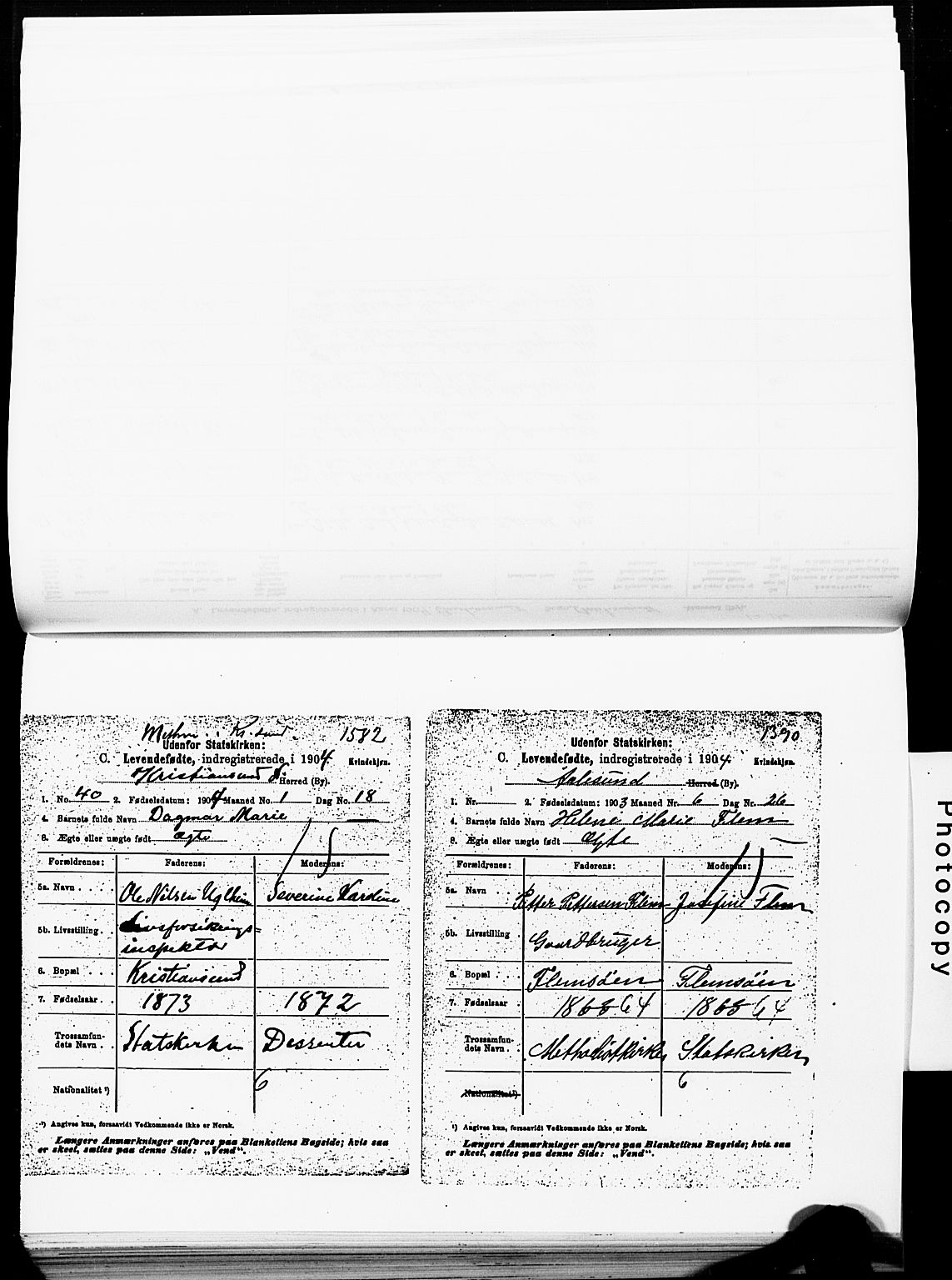 Ministerialprotokoller, klokkerbøker og fødselsregistre - Møre og Romsdal, SAT/A-1454/572/L0858: Ministerialbok nr. 572D02, 1903-1912