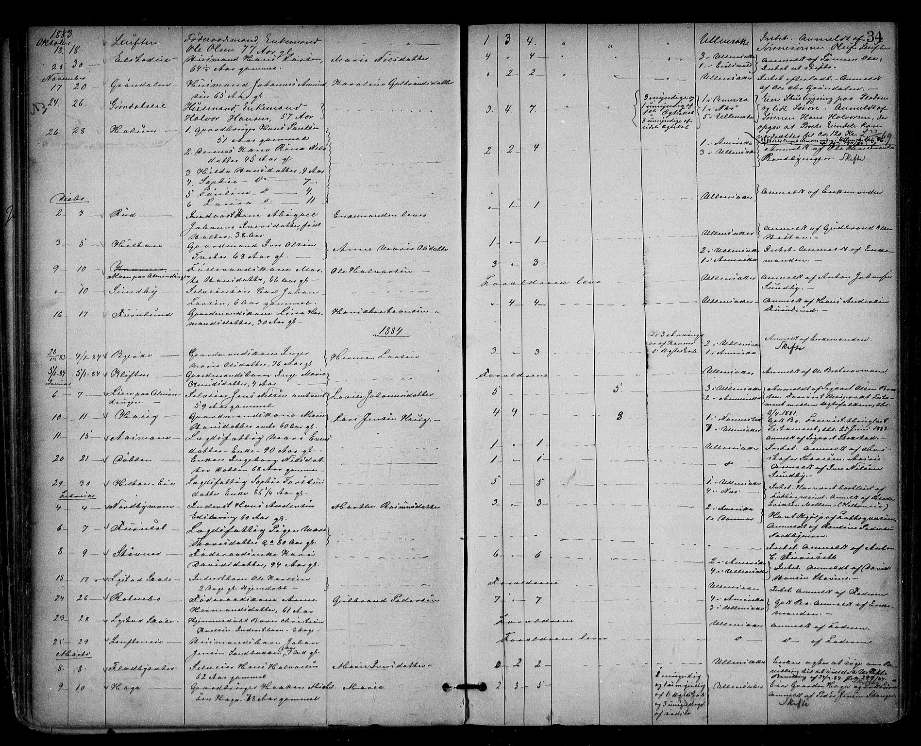 Nes tingrett, SAO/A-10548/H/Ha/Haa/L0001: Dødsfallsprotokoll, 1876-1905, s. 34